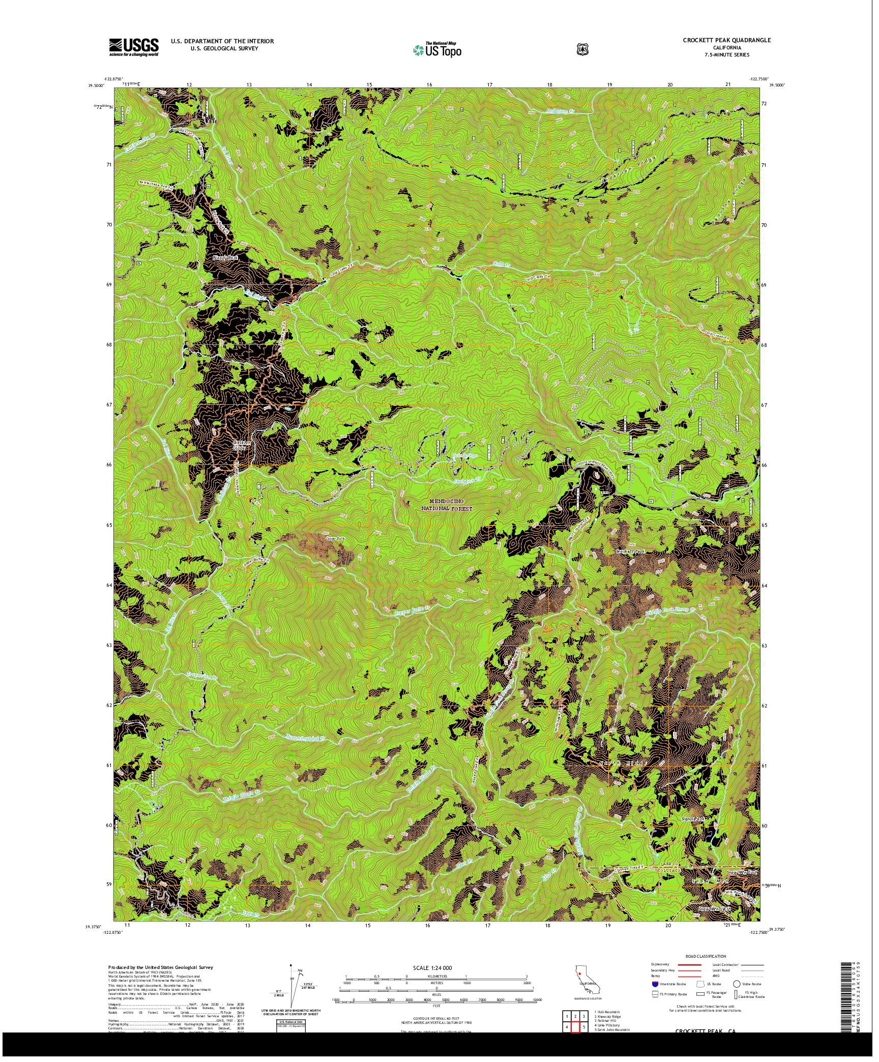 US TOPO 7.5-MINUTE MAP FOR CROCKETT PEAK, CA