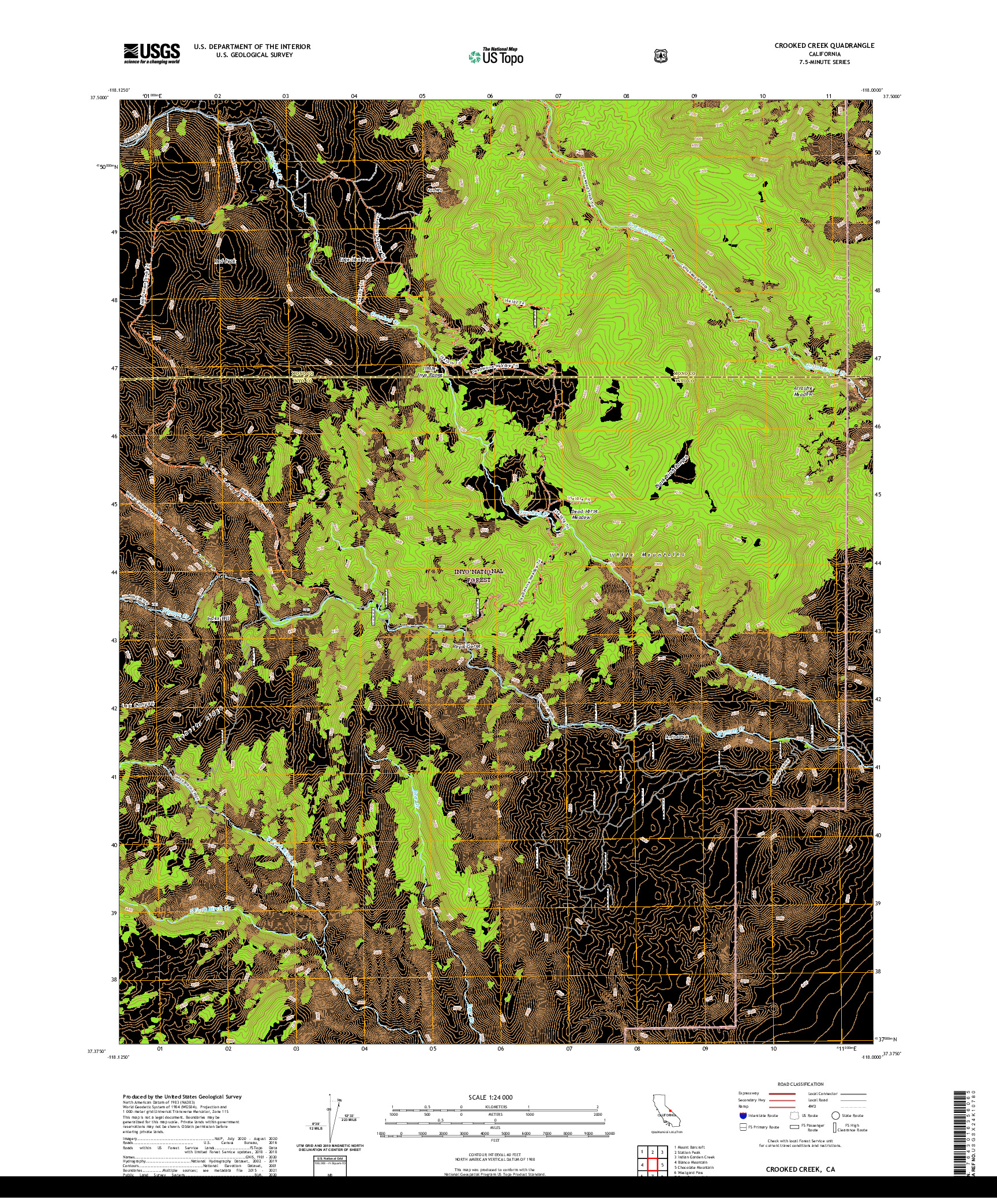 US TOPO 7.5-MINUTE MAP FOR CROOKED CREEK, CA