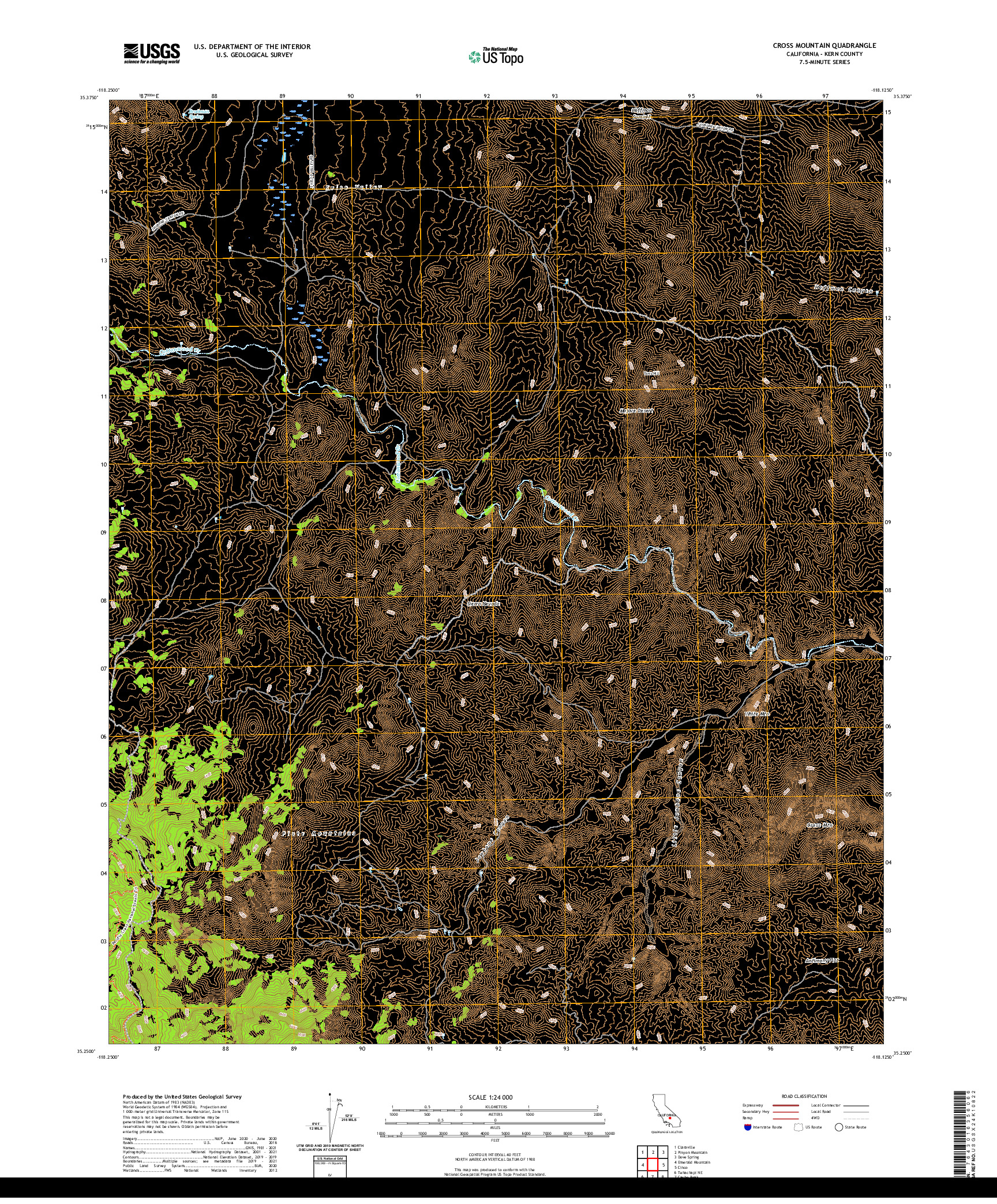 US TOPO 7.5-MINUTE MAP FOR CROSS MOUNTAIN, CA