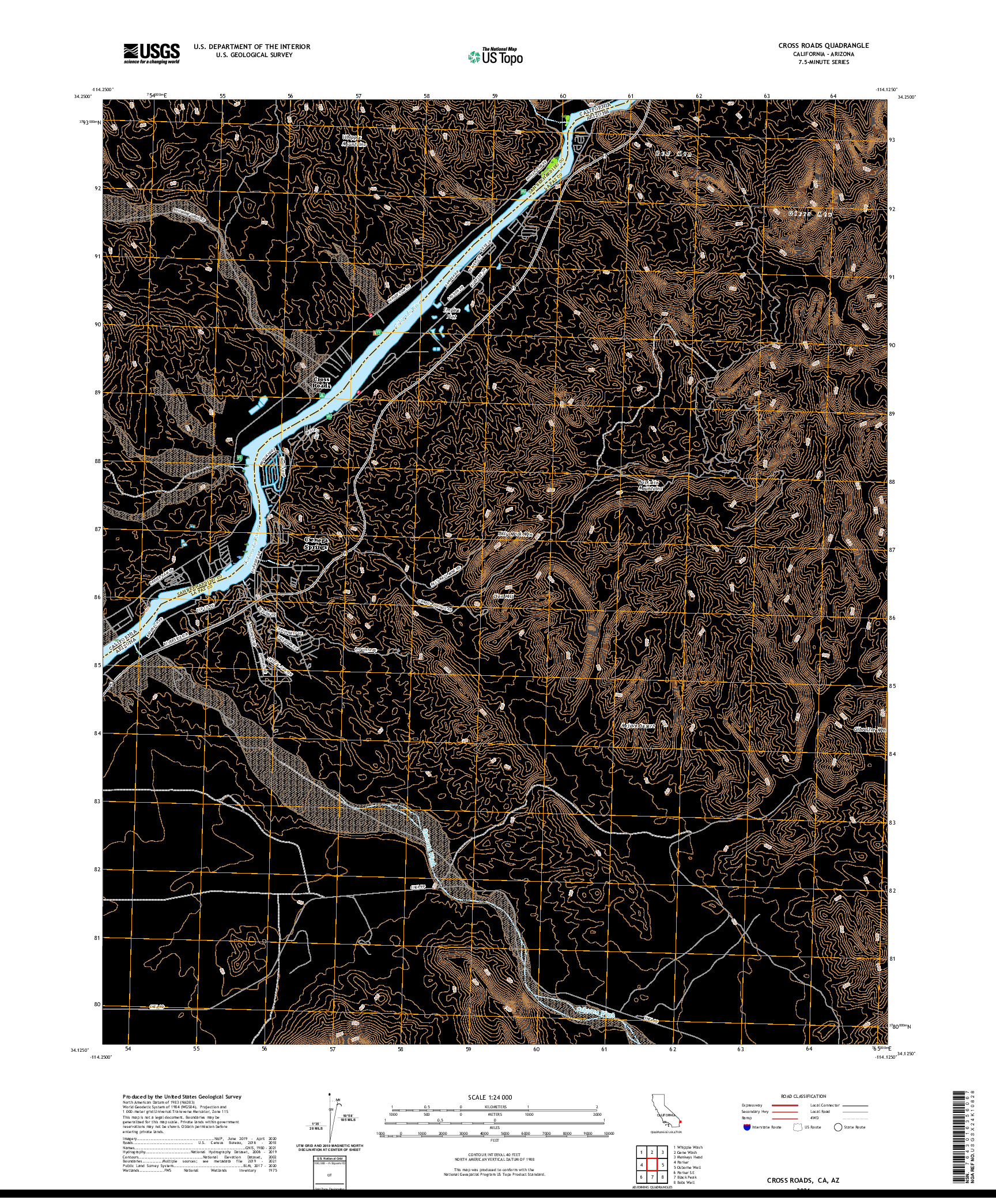 US TOPO 7.5-MINUTE MAP FOR CROSS ROADS, CA,AZ