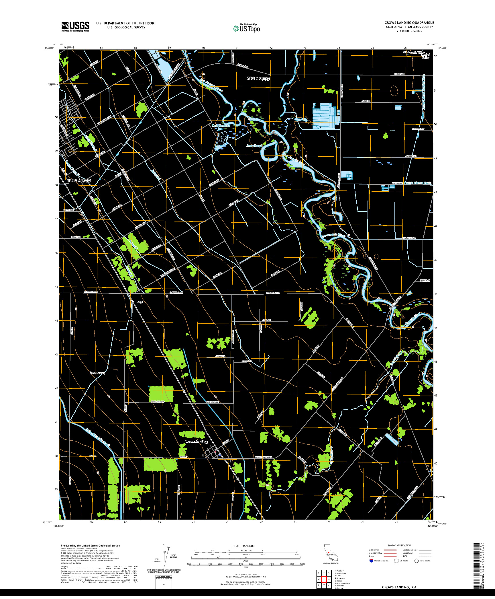 US TOPO 7.5-MINUTE MAP FOR CROWS LANDING, CA