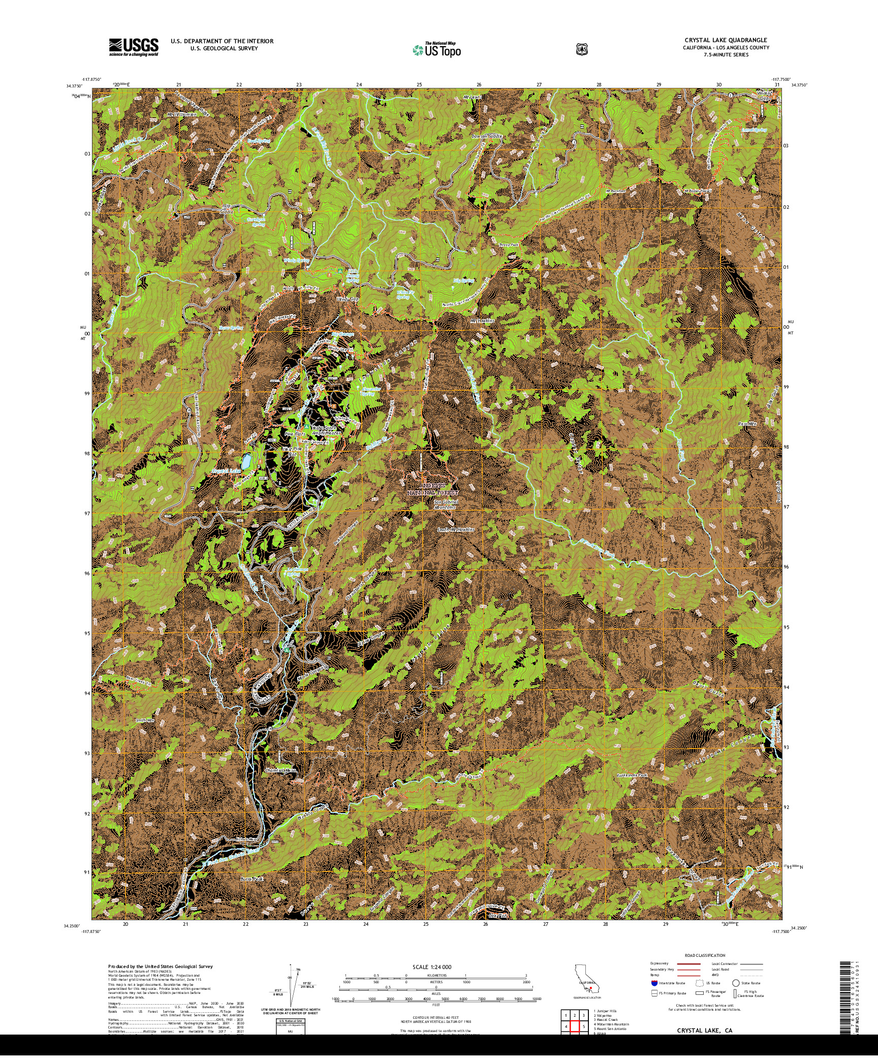 US TOPO 7.5-MINUTE MAP FOR CRYSTAL LAKE, CA