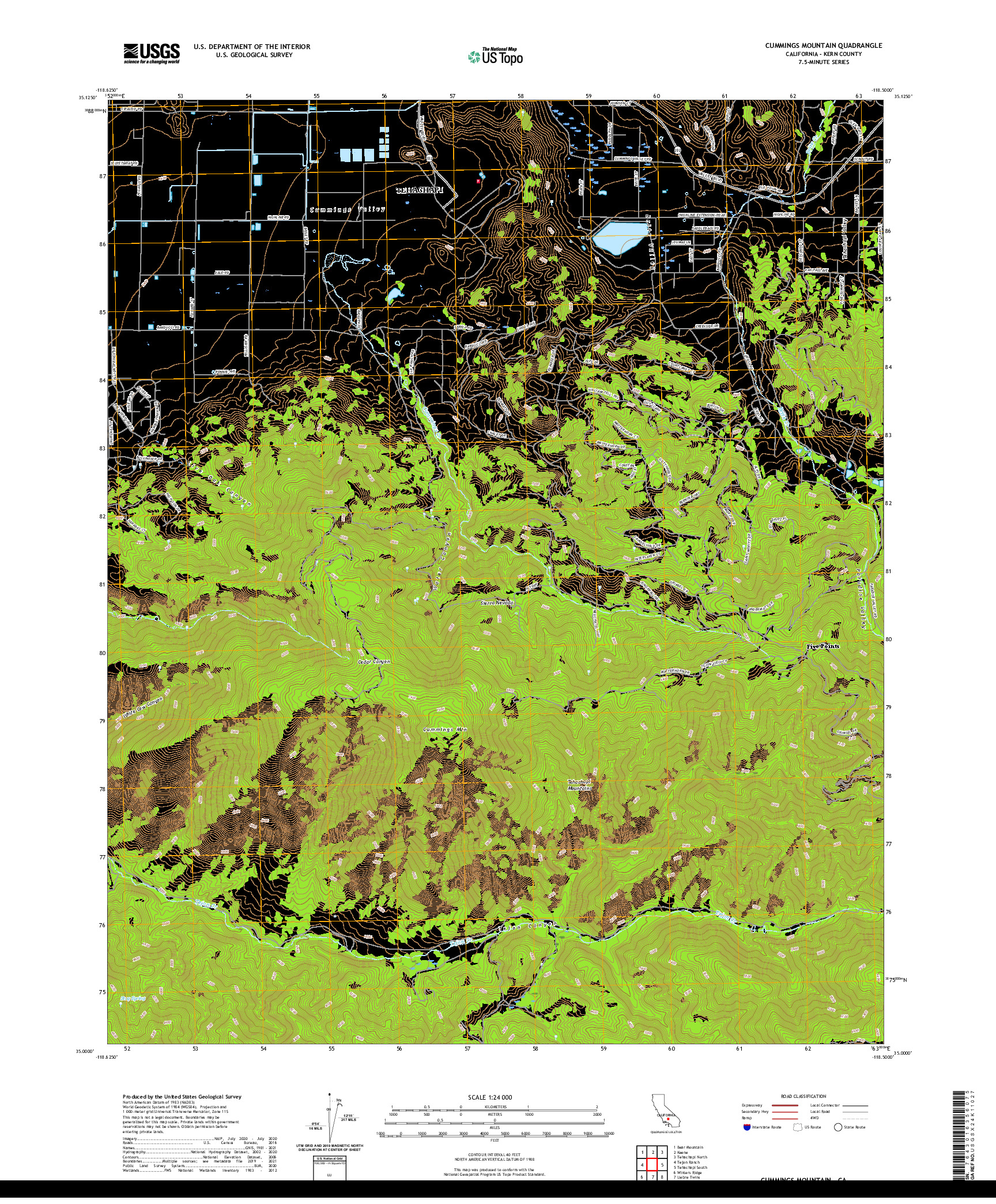 US TOPO 7.5-MINUTE MAP FOR CUMMINGS MOUNTAIN, CA