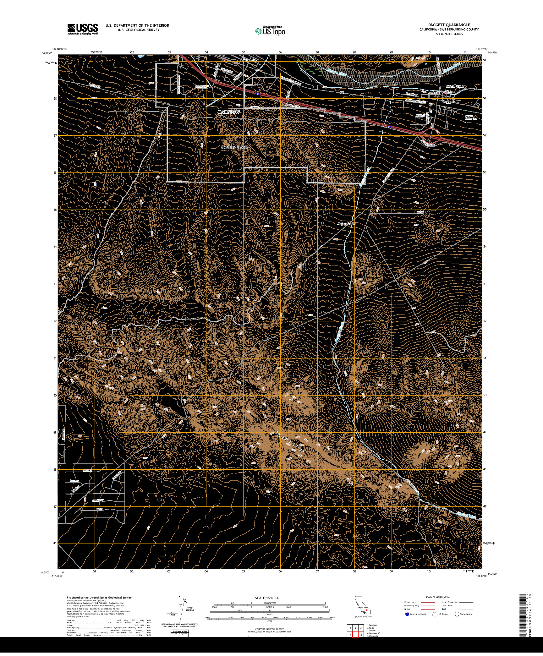 US TOPO 7.5-MINUTE MAP FOR DAGGETT, CA