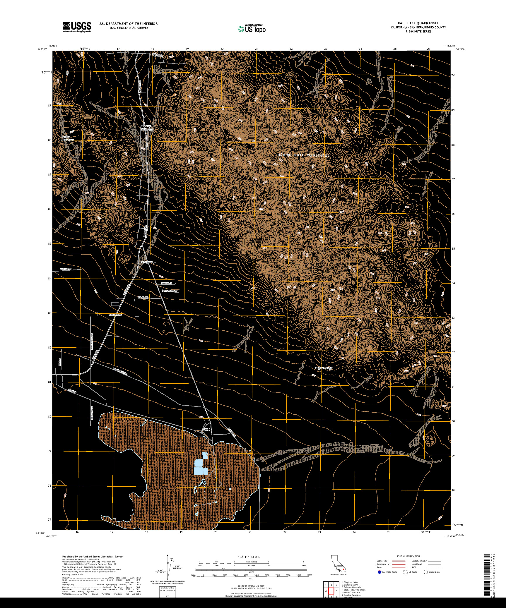 US TOPO 7.5-MINUTE MAP FOR DALE LAKE, CA