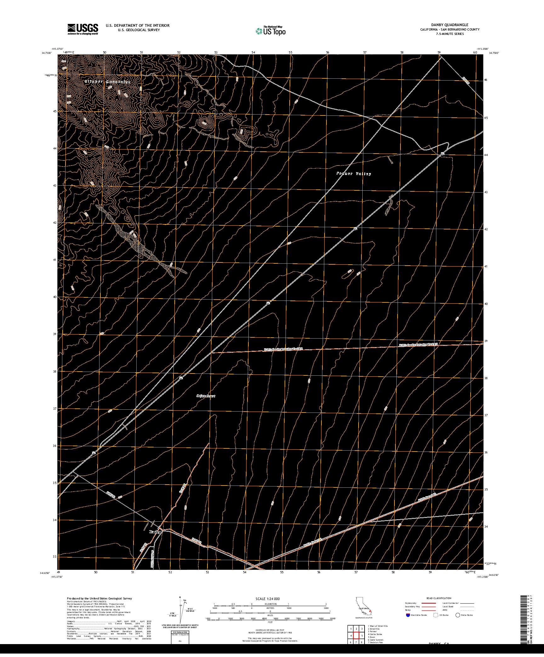 US TOPO 7.5-MINUTE MAP FOR DANBY, CA