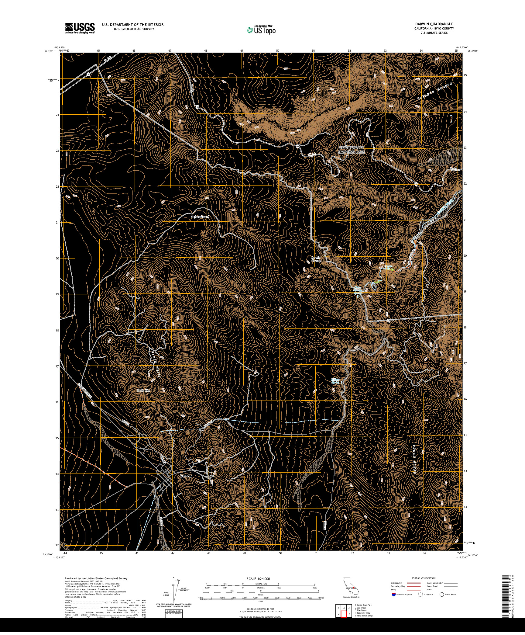 US TOPO 7.5-MINUTE MAP FOR DARWIN, CA