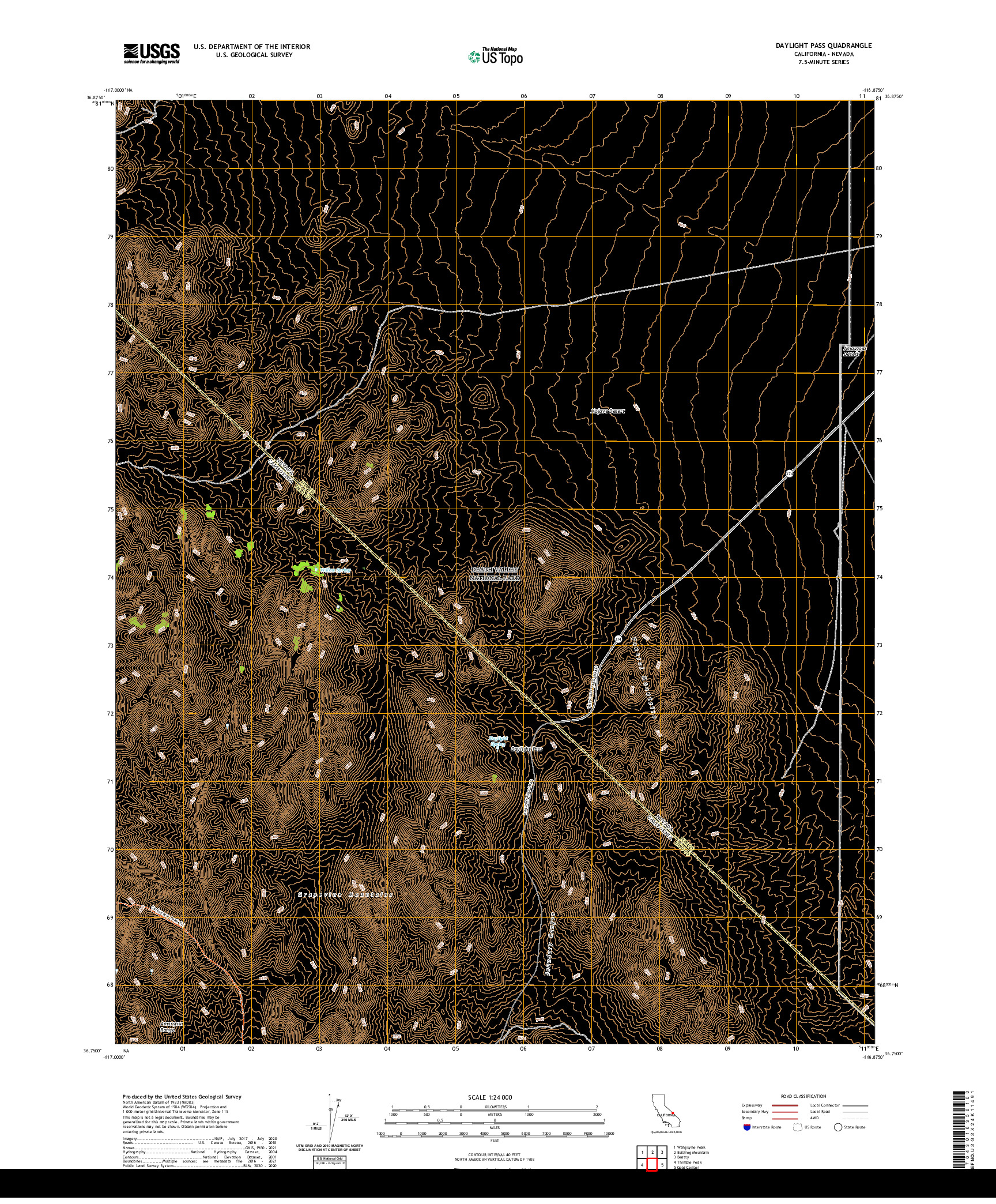 US TOPO 7.5-MINUTE MAP FOR DAYLIGHT PASS, CA,NV