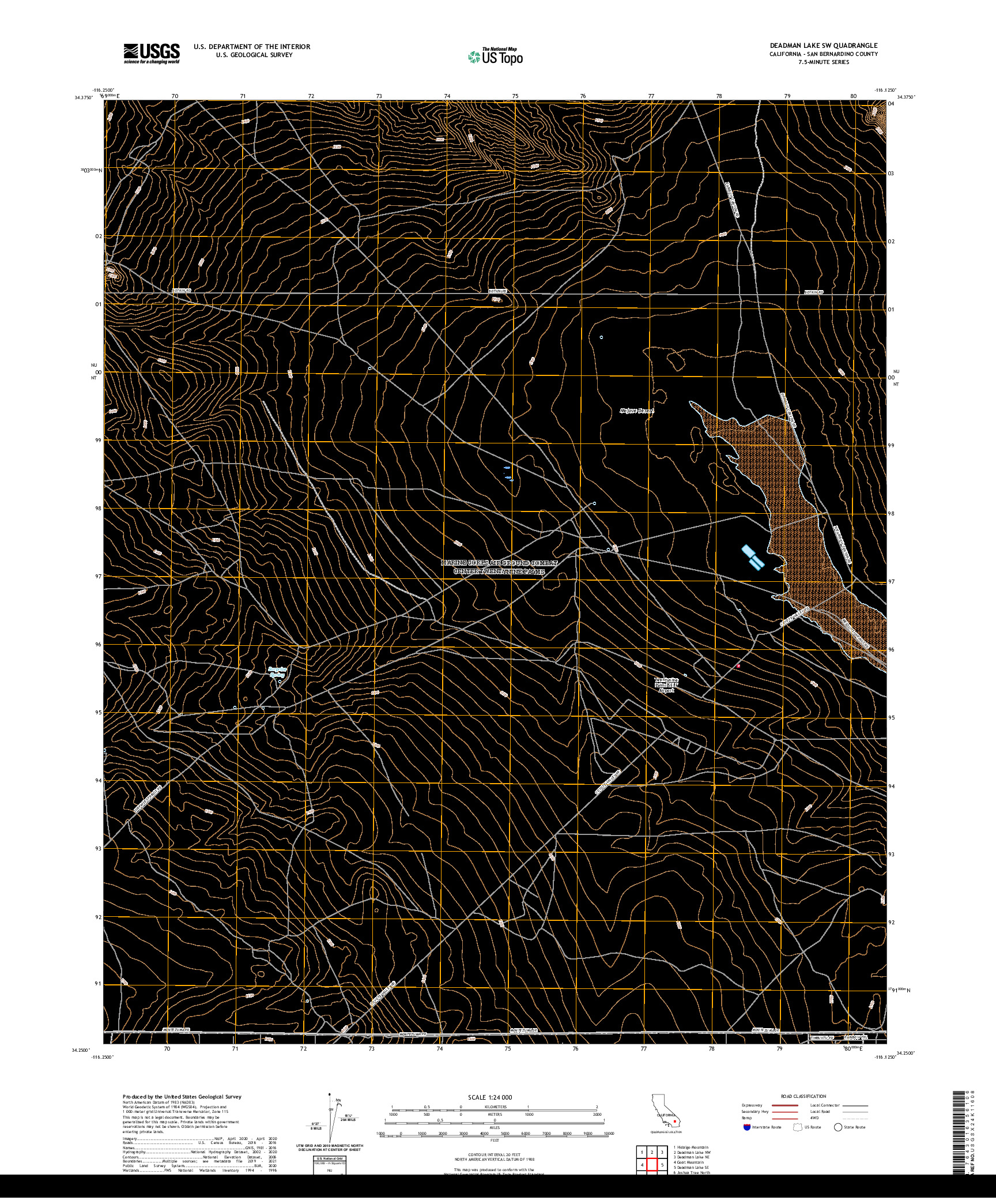 US TOPO 7.5-MINUTE MAP FOR DEADMAN LAKE SW, CA