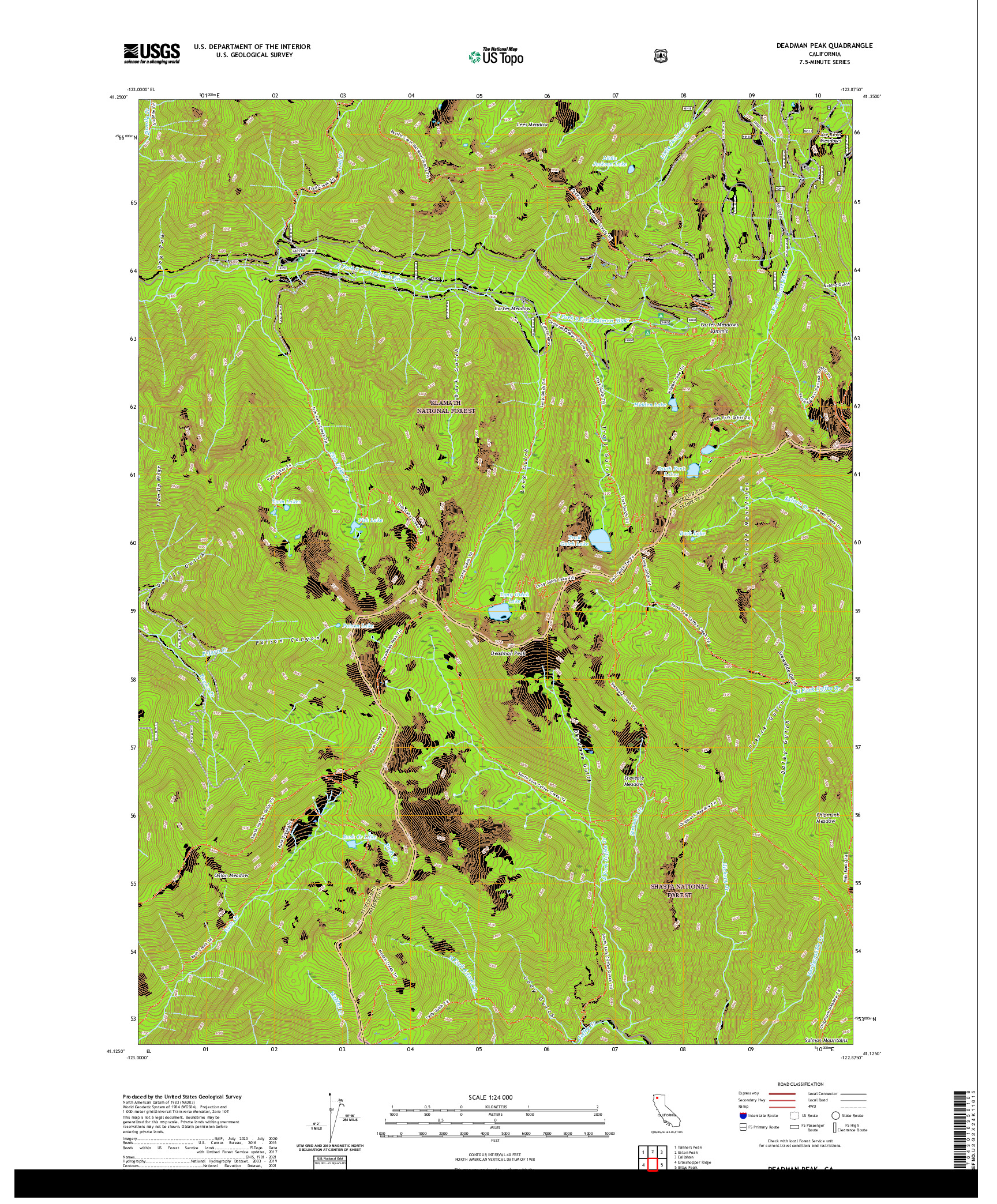 US TOPO 7.5-MINUTE MAP FOR DEADMAN PEAK, CA