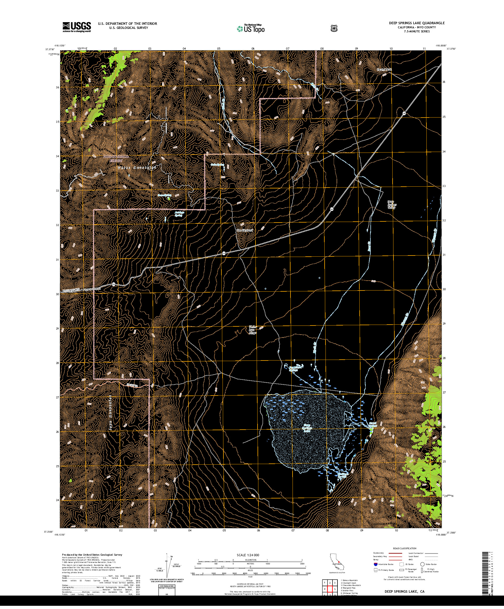 US TOPO 7.5-MINUTE MAP FOR DEEP SPRINGS LAKE, CA