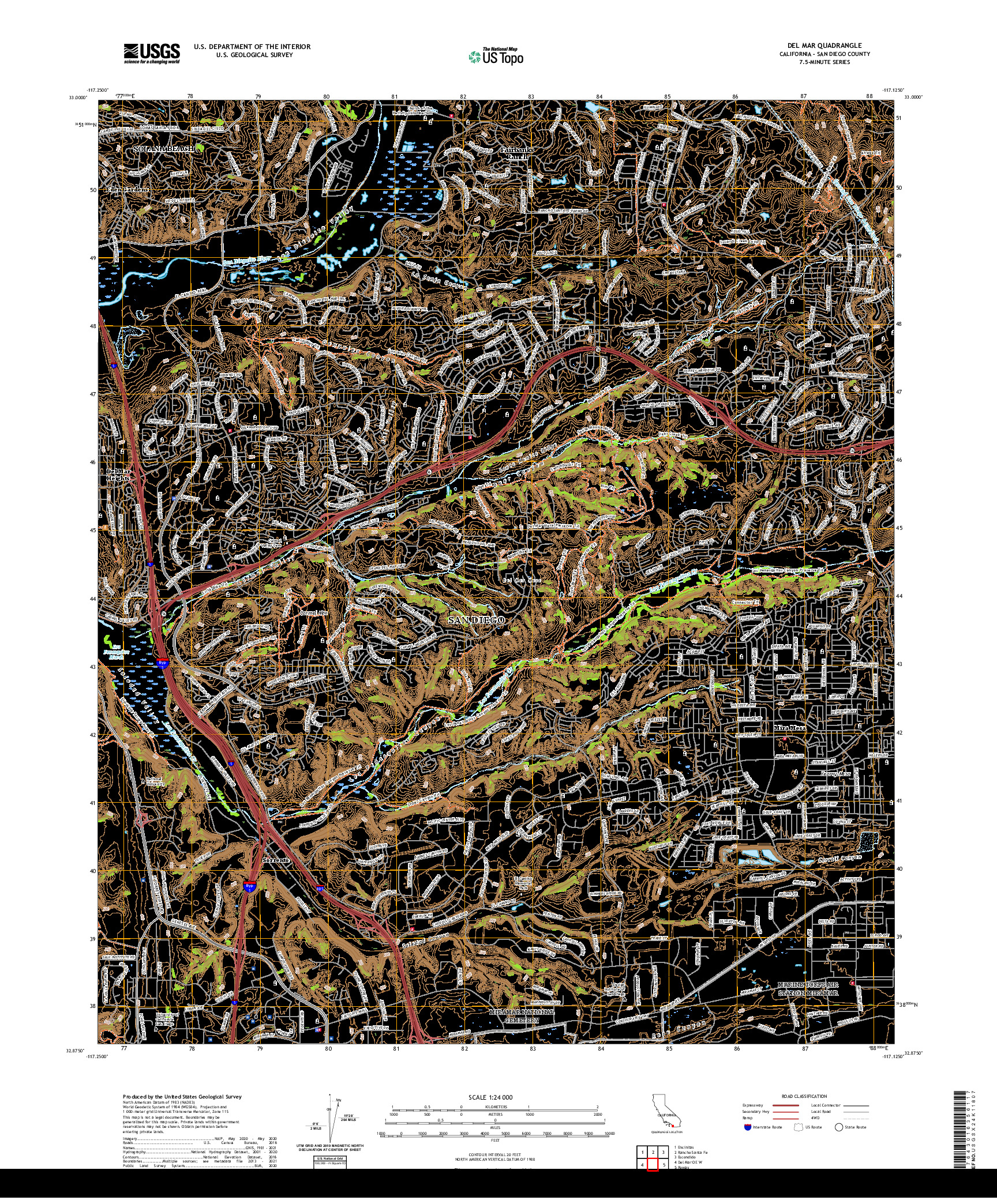 US TOPO 7.5-MINUTE MAP FOR DEL MAR, CA