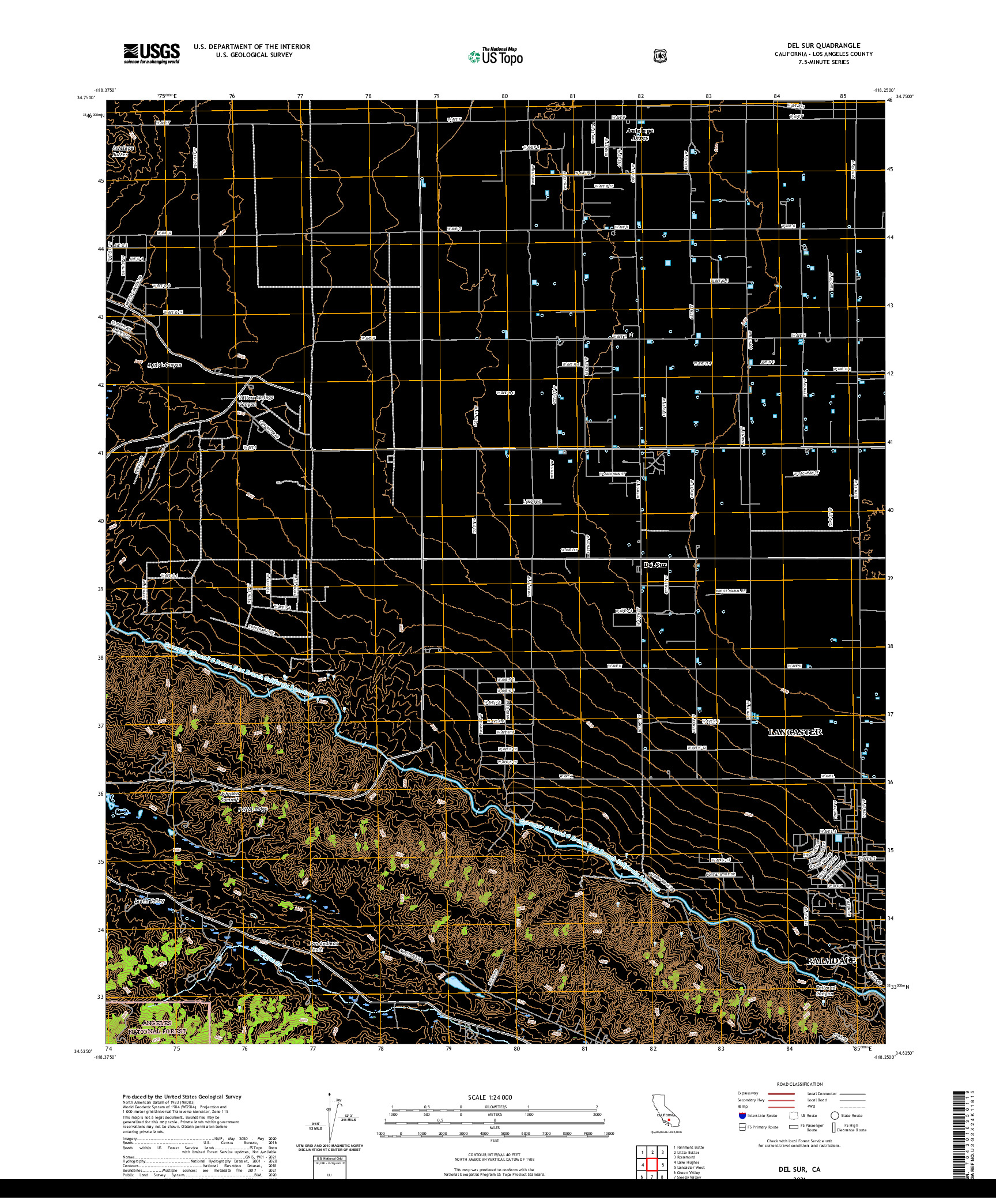 US TOPO 7.5-MINUTE MAP FOR DEL SUR, CA