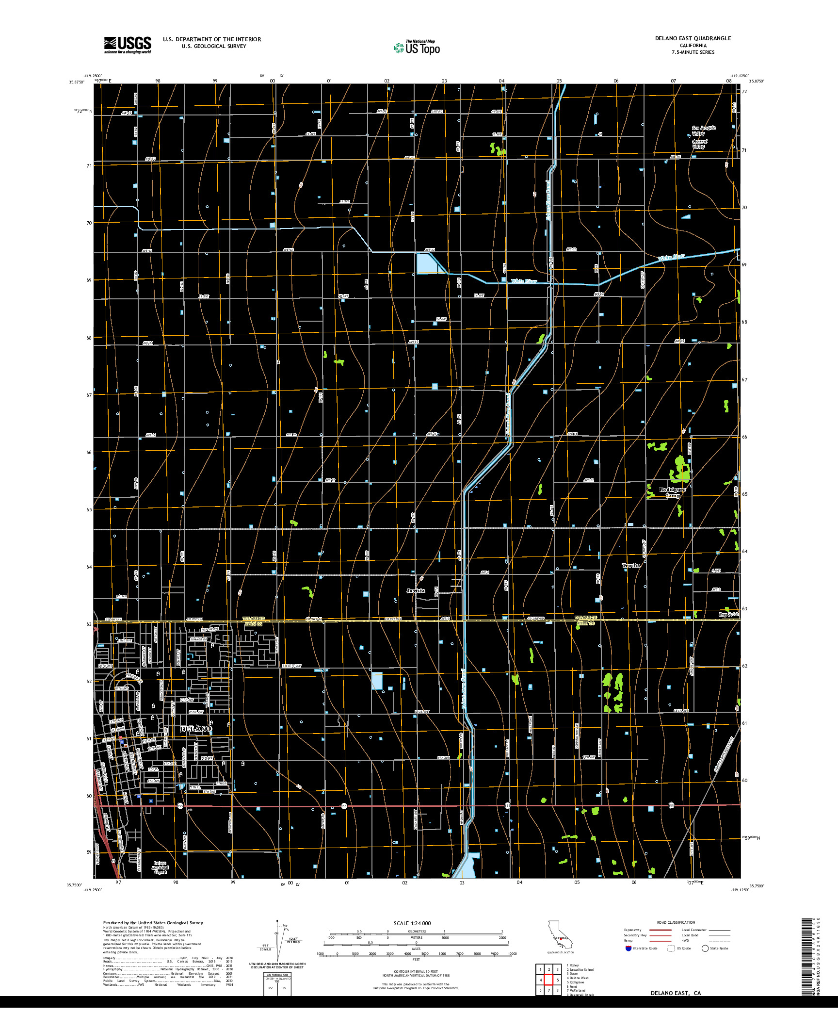 US TOPO 7.5-MINUTE MAP FOR DELANO EAST, CA