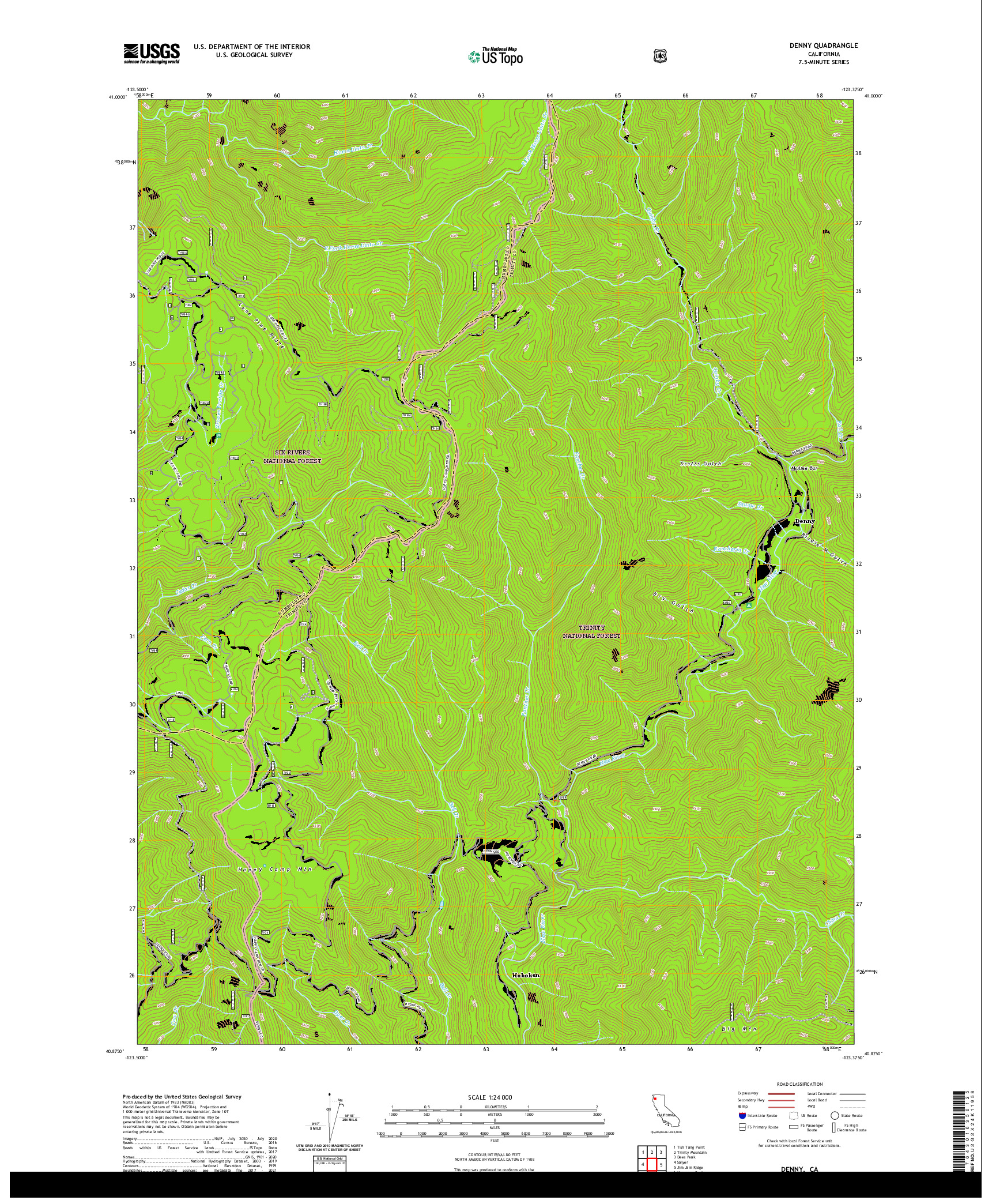 US TOPO 7.5-MINUTE MAP FOR DENNY, CA