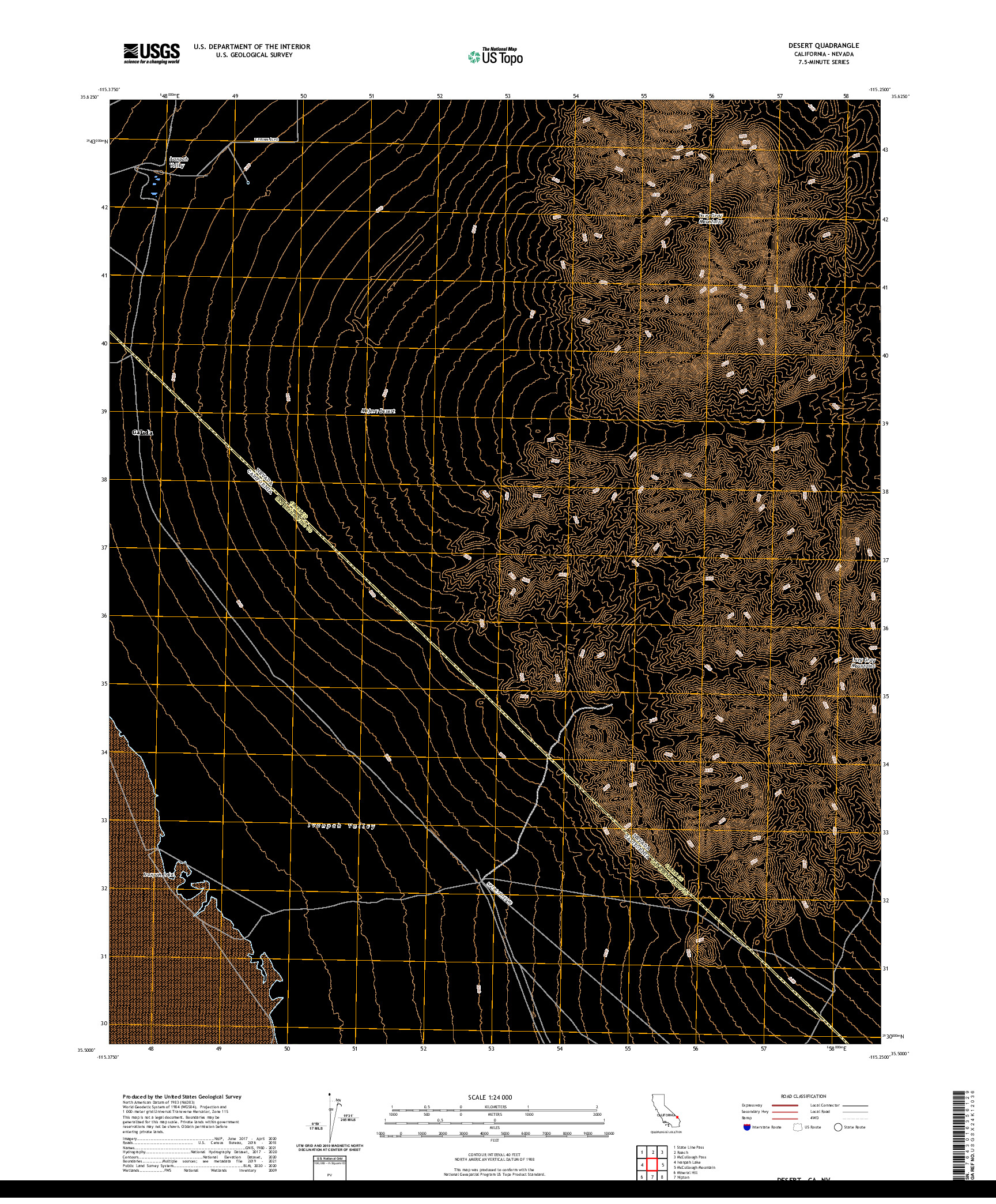 US TOPO 7.5-MINUTE MAP FOR DESERT, CA,NV