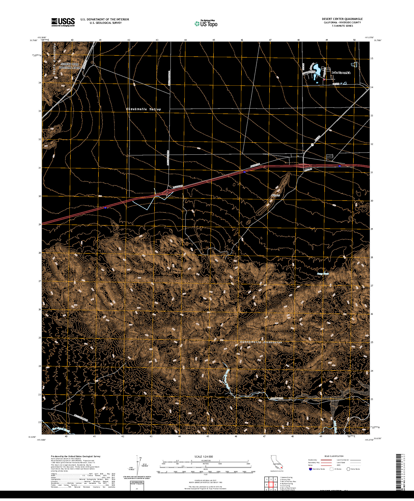 US TOPO 7.5-MINUTE MAP FOR DESERT CENTER, CA