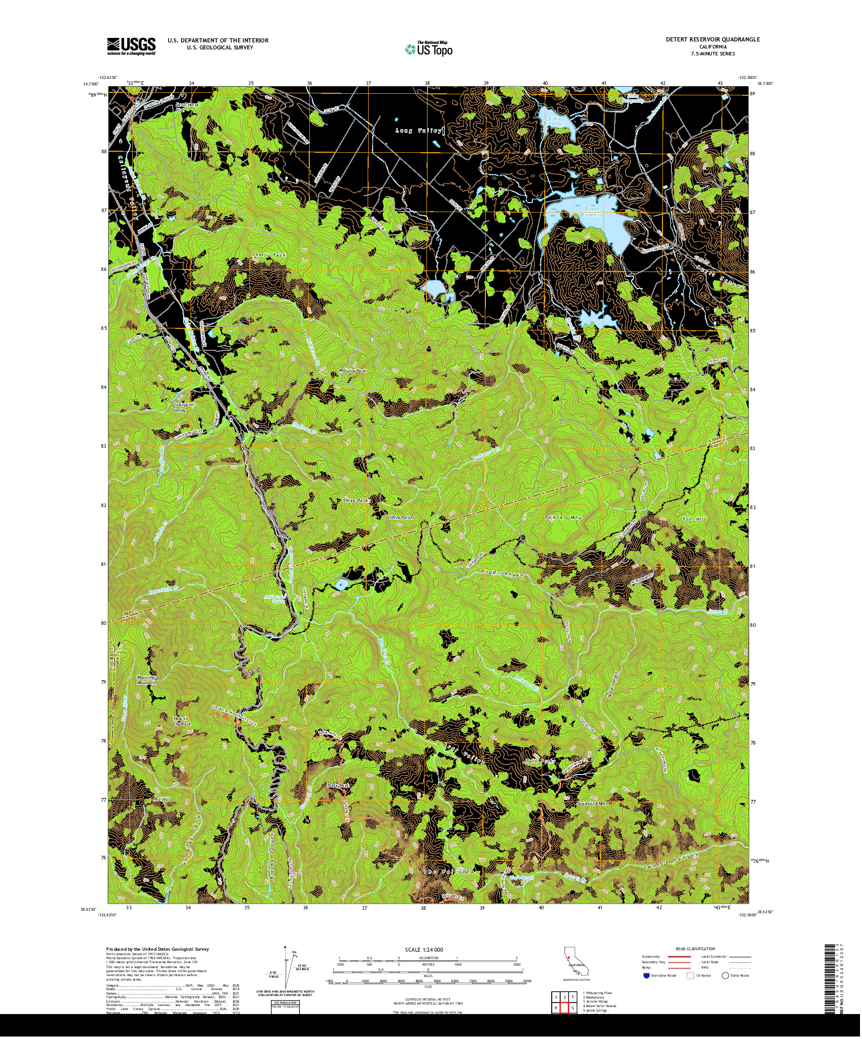 US TOPO 7.5-MINUTE MAP FOR DETERT RESERVOIR, CA