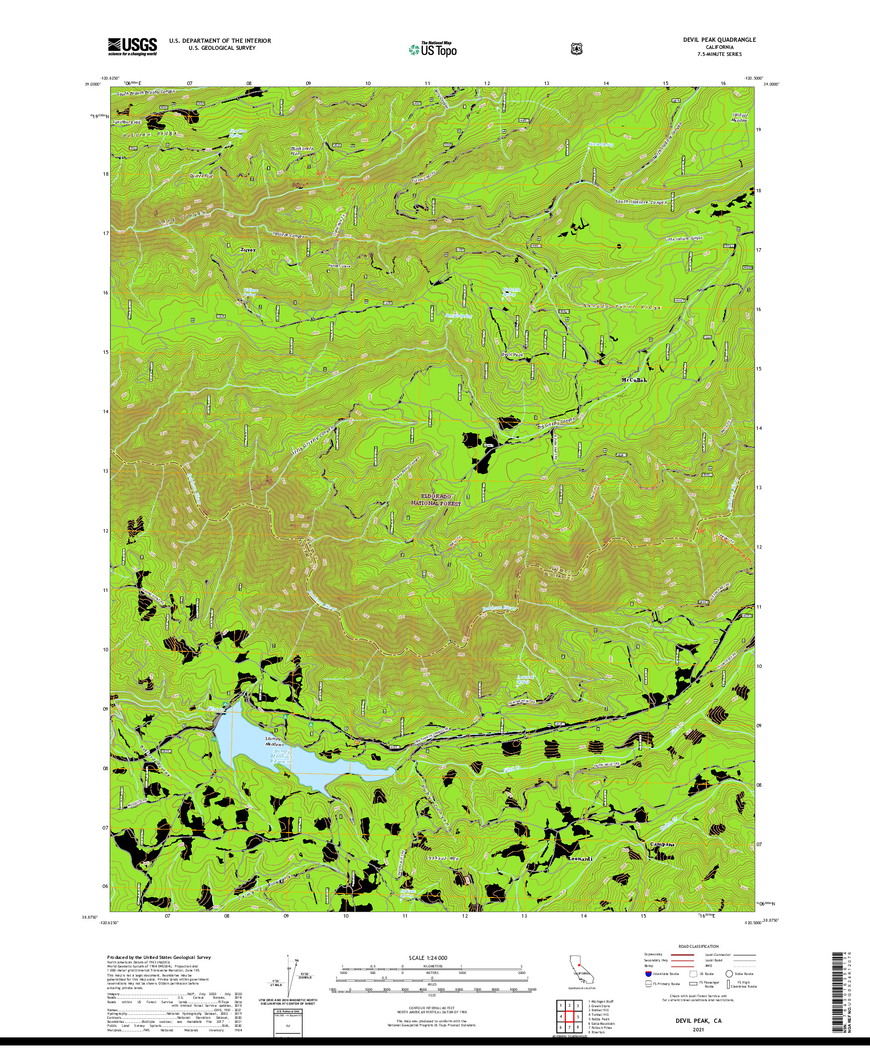 US TOPO 7.5-MINUTE MAP FOR DEVIL PEAK, CA