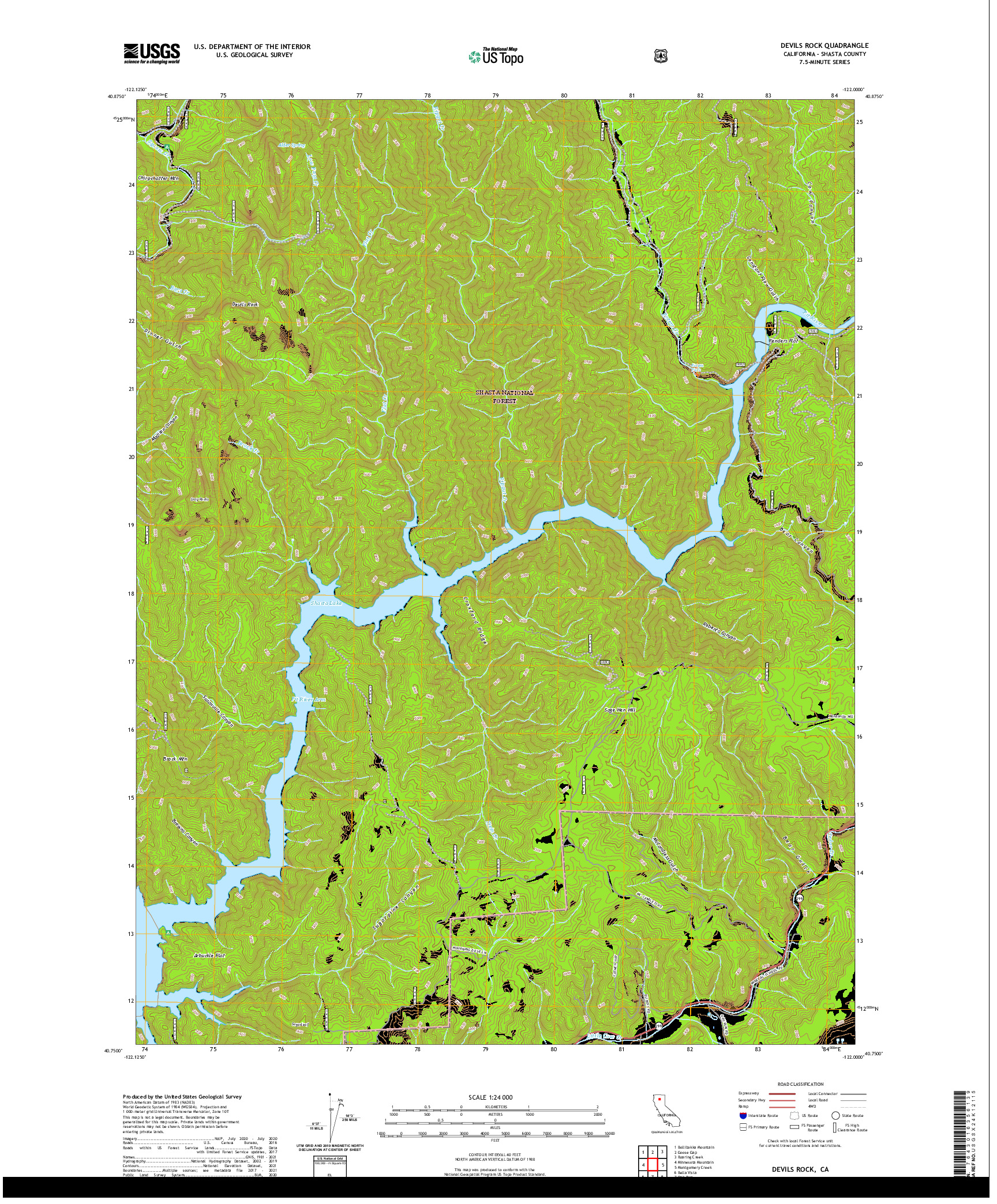 US TOPO 7.5-MINUTE MAP FOR DEVILS ROCK, CA