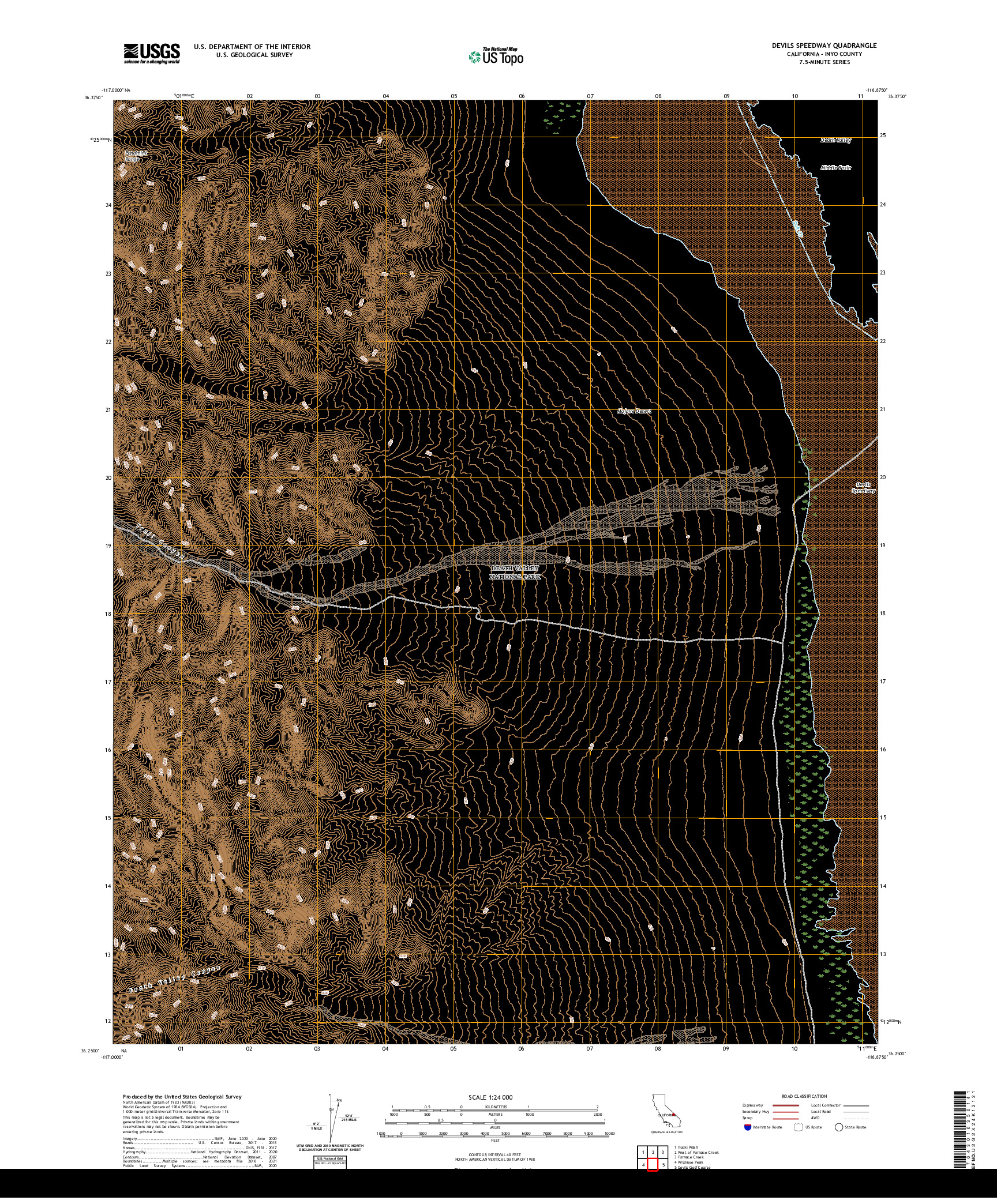 US TOPO 7.5-MINUTE MAP FOR DEVILS SPEEDWAY, CA