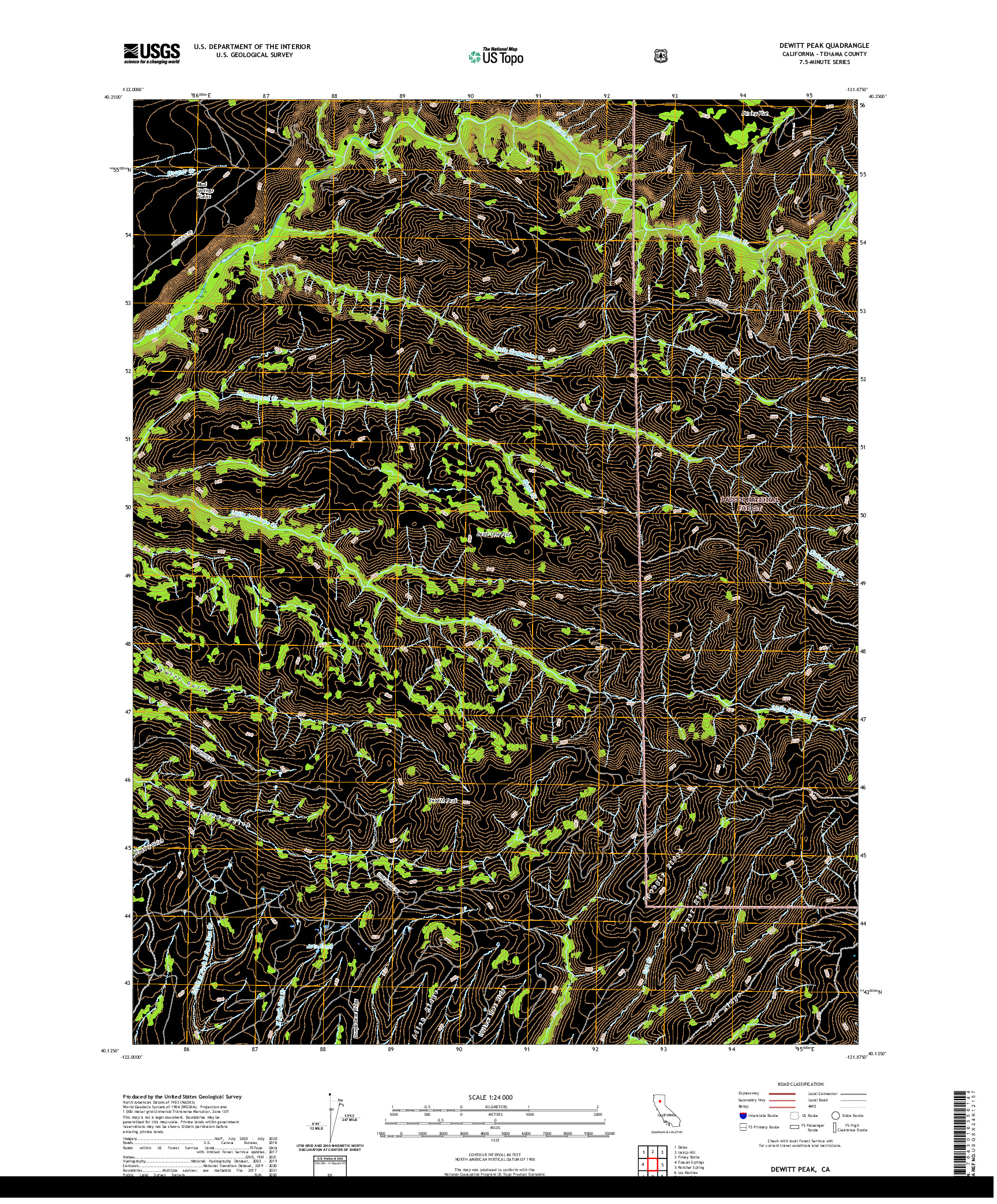 US TOPO 7.5-MINUTE MAP FOR DEWITT PEAK, CA