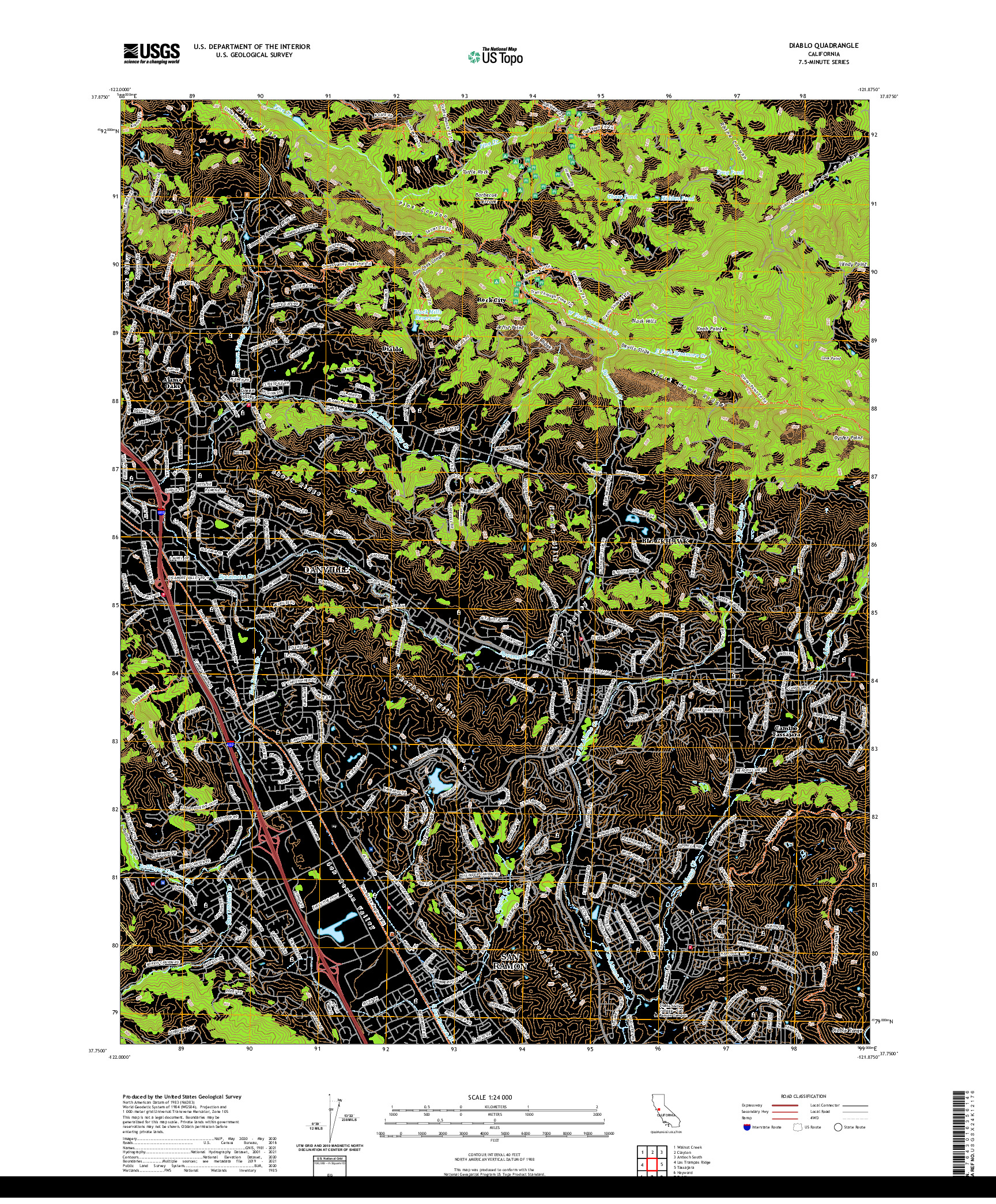 US TOPO 7.5-MINUTE MAP FOR DIABLO, CA