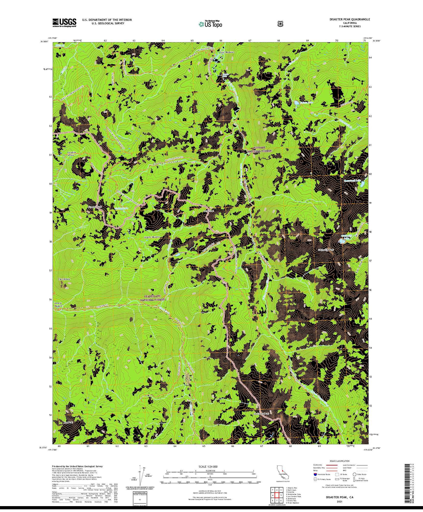 US TOPO 7.5-MINUTE MAP FOR DISASTER PEAK, CA