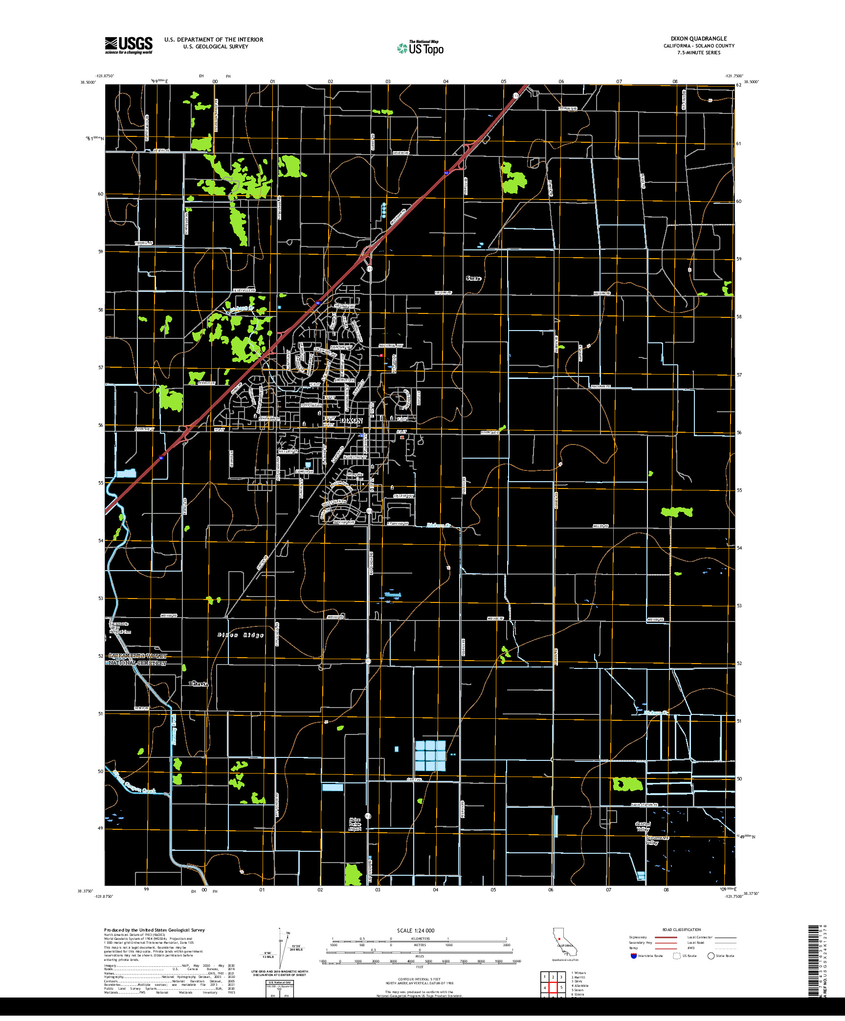 US TOPO 7.5-MINUTE MAP FOR DIXON, CA