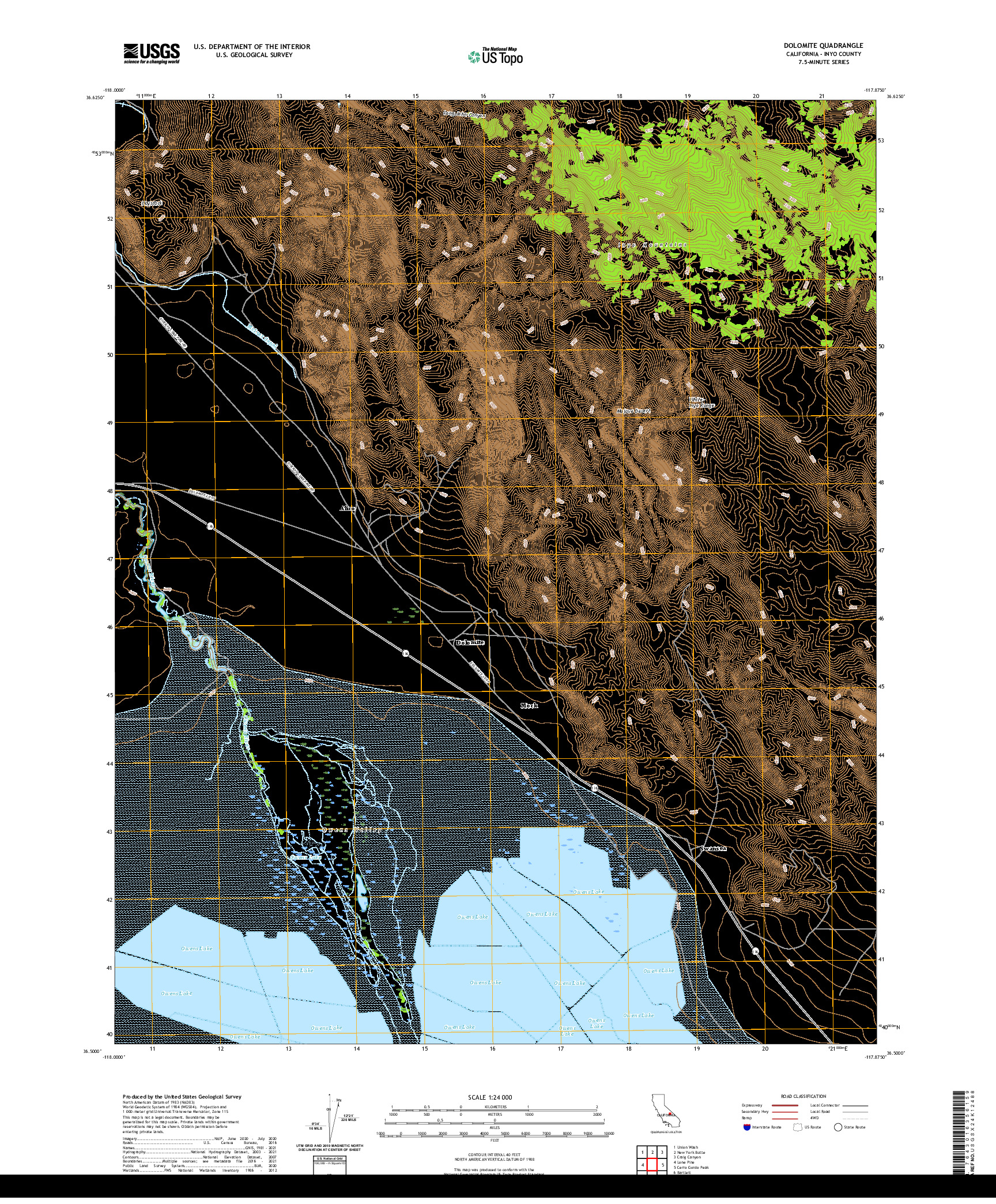 US TOPO 7.5-MINUTE MAP FOR DOLOMITE, CA