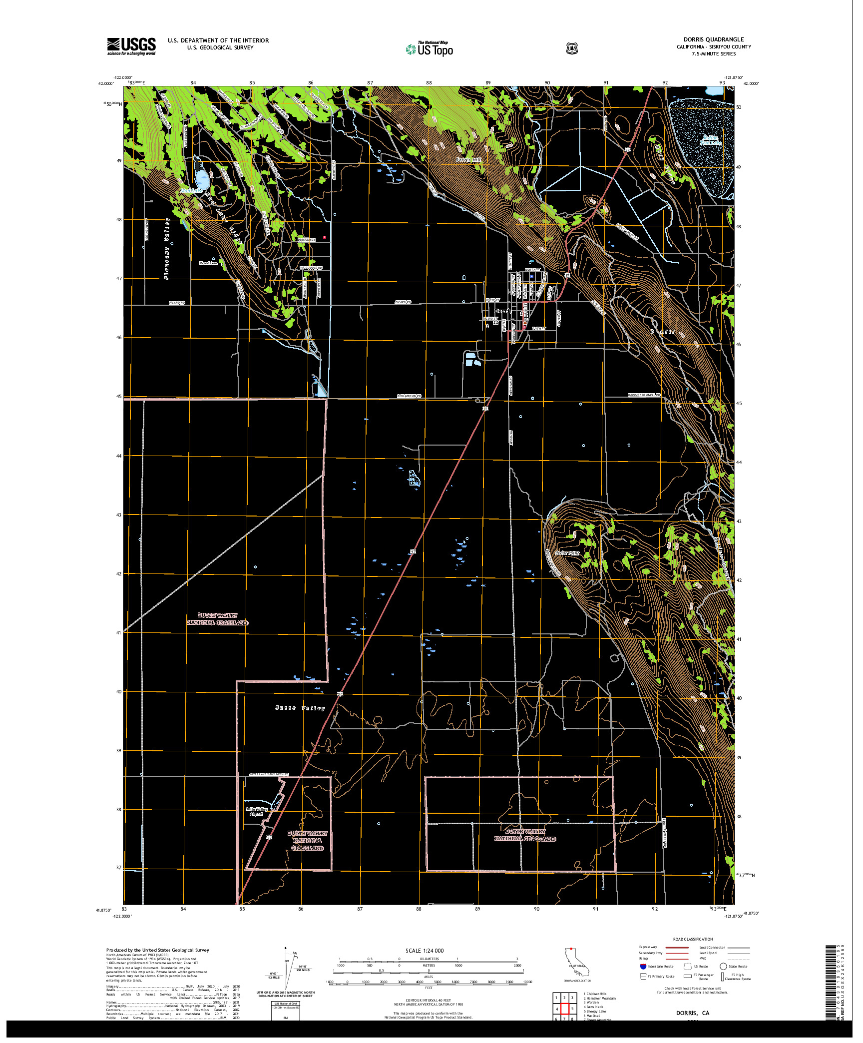 US TOPO 7.5-MINUTE MAP FOR DORRIS, CA