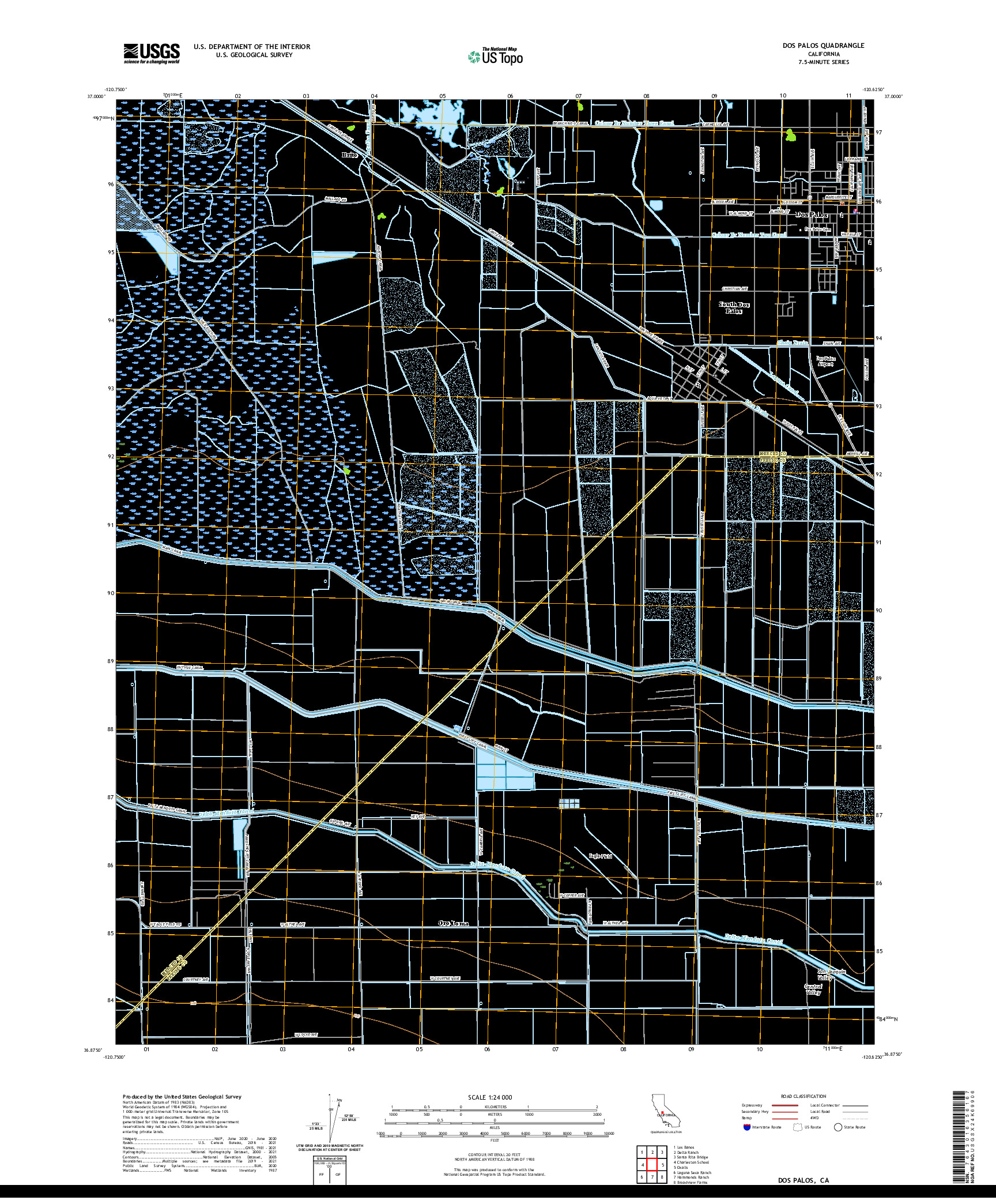 US TOPO 7.5-MINUTE MAP FOR DOS PALOS, CA