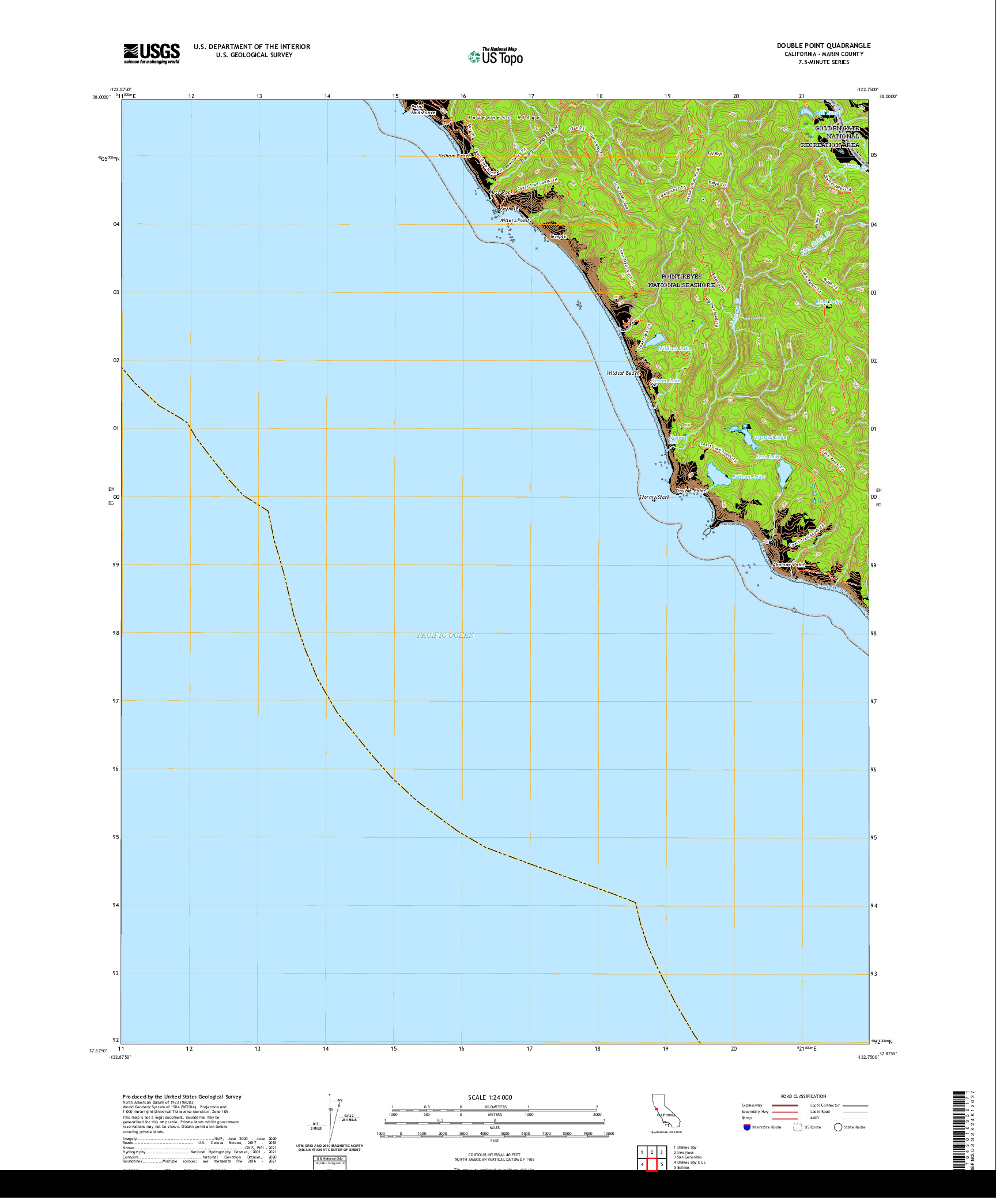 US TOPO 7.5-MINUTE MAP FOR DOUBLE POINT, CA
