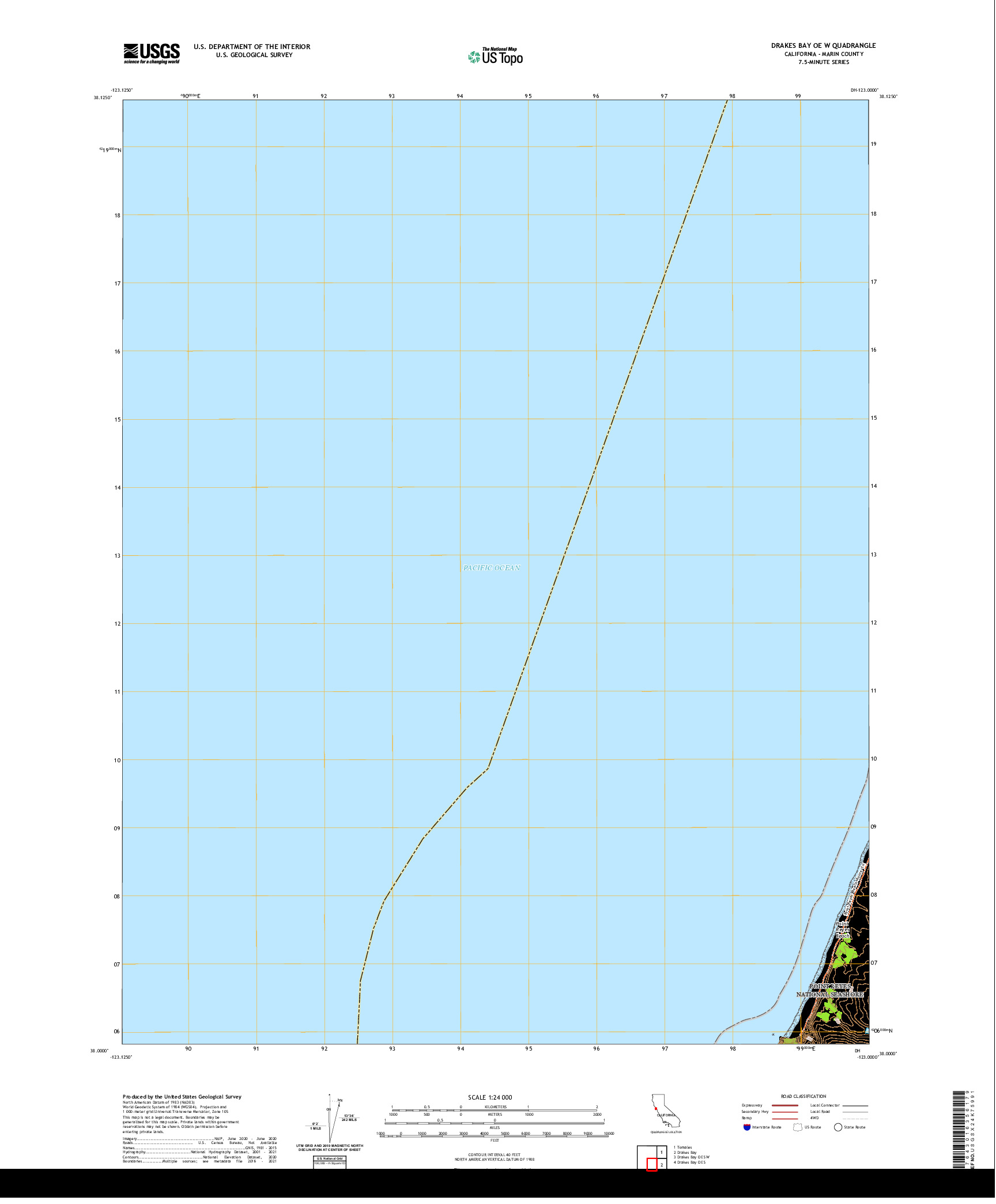 US TOPO 7.5-MINUTE MAP FOR DRAKES BAY OE W, CA