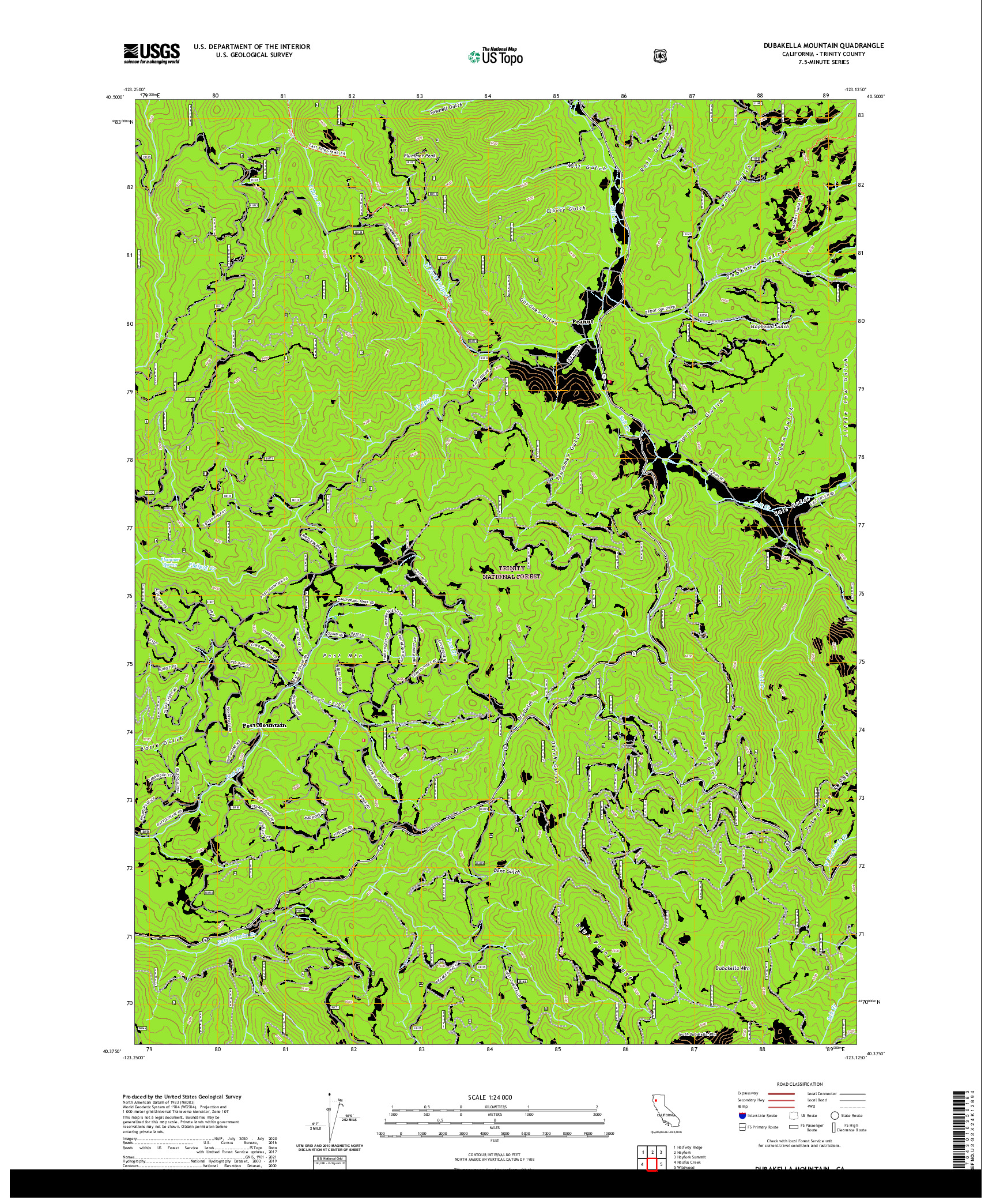 US TOPO 7.5-MINUTE MAP FOR DUBAKELLA MOUNTAIN, CA