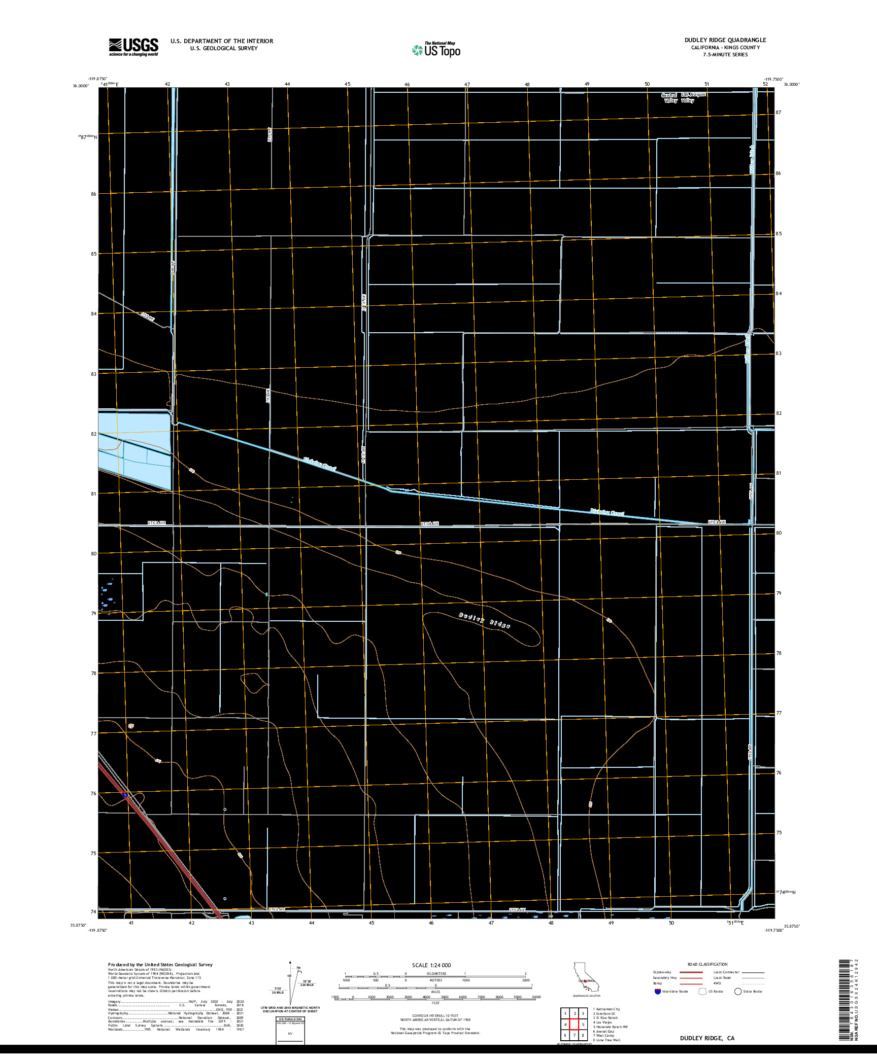 US TOPO 7.5-MINUTE MAP FOR DUDLEY RIDGE, CA