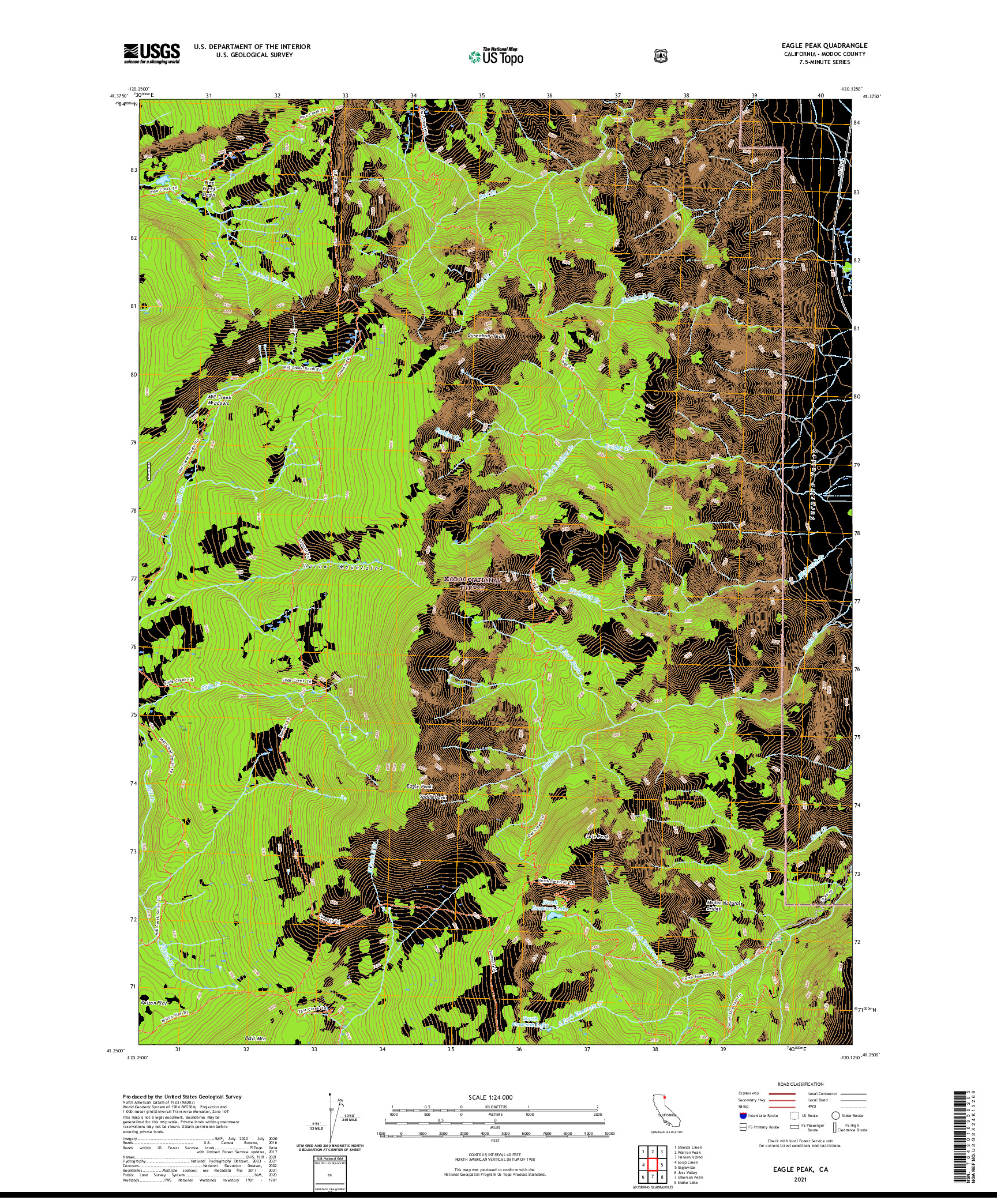 US TOPO 7.5-MINUTE MAP FOR EAGLE PEAK, CA