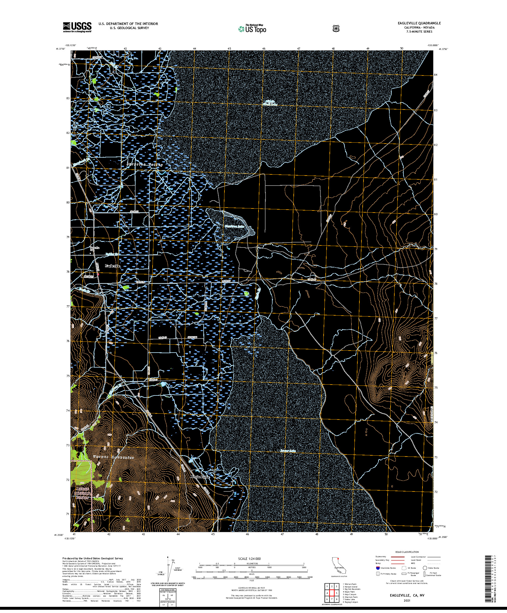 US TOPO 7.5-MINUTE MAP FOR EAGLEVILLE, CA,NV