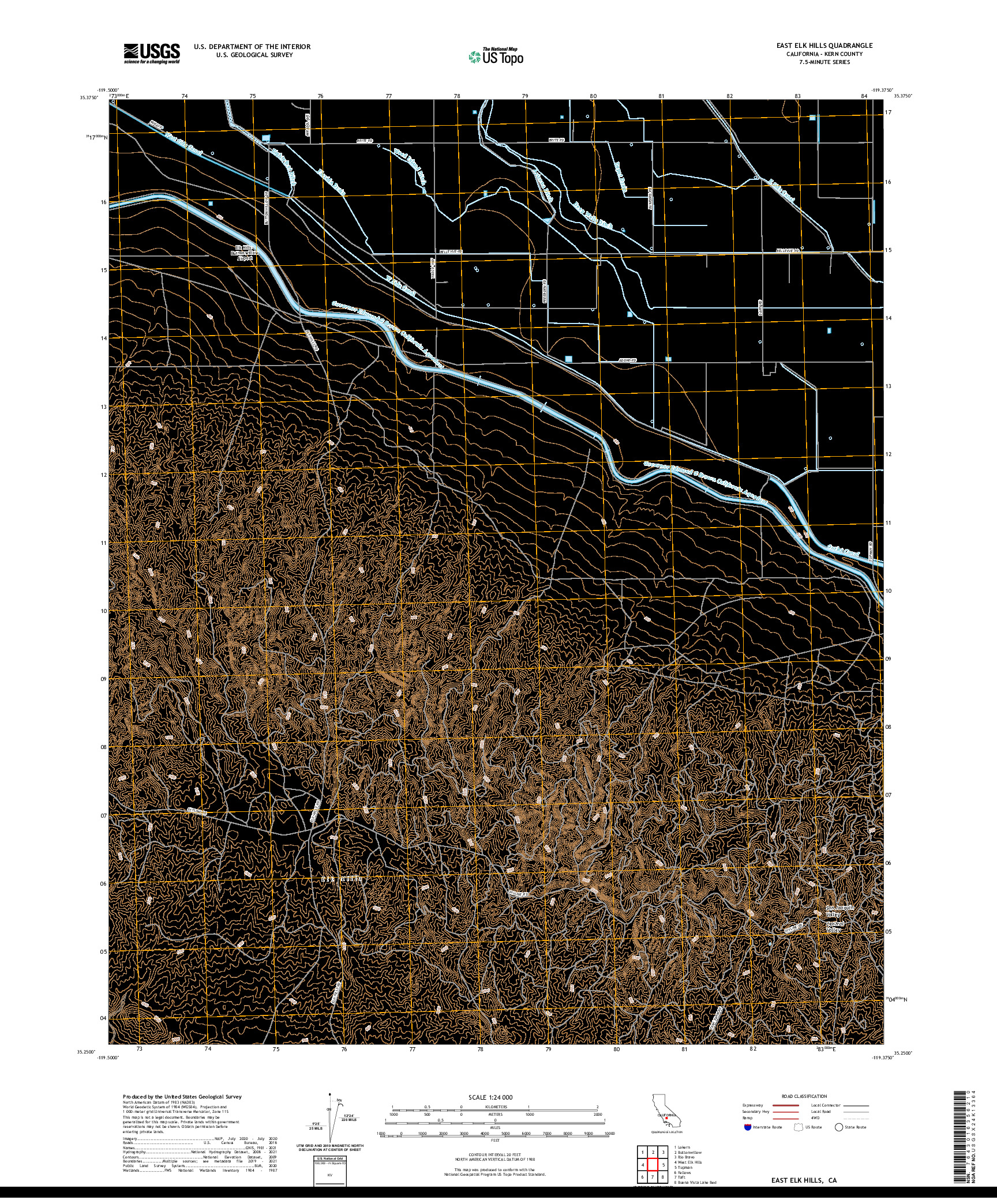 US TOPO 7.5-MINUTE MAP FOR EAST ELK HILLS, CA