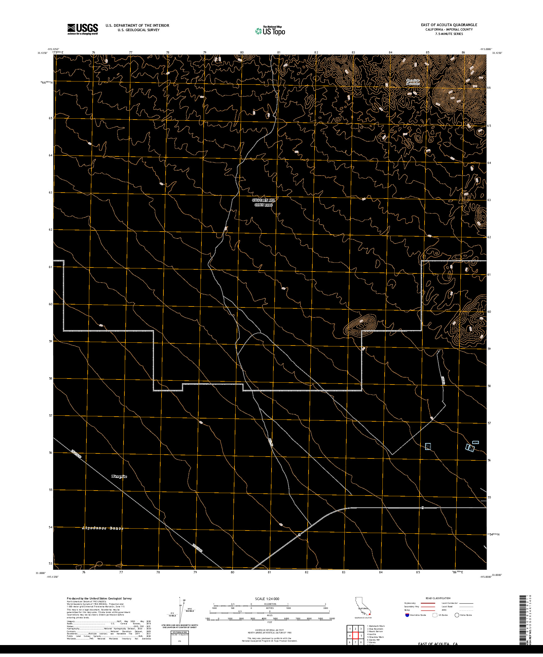 US TOPO 7.5-MINUTE MAP FOR EAST OF ACOLITA, CA