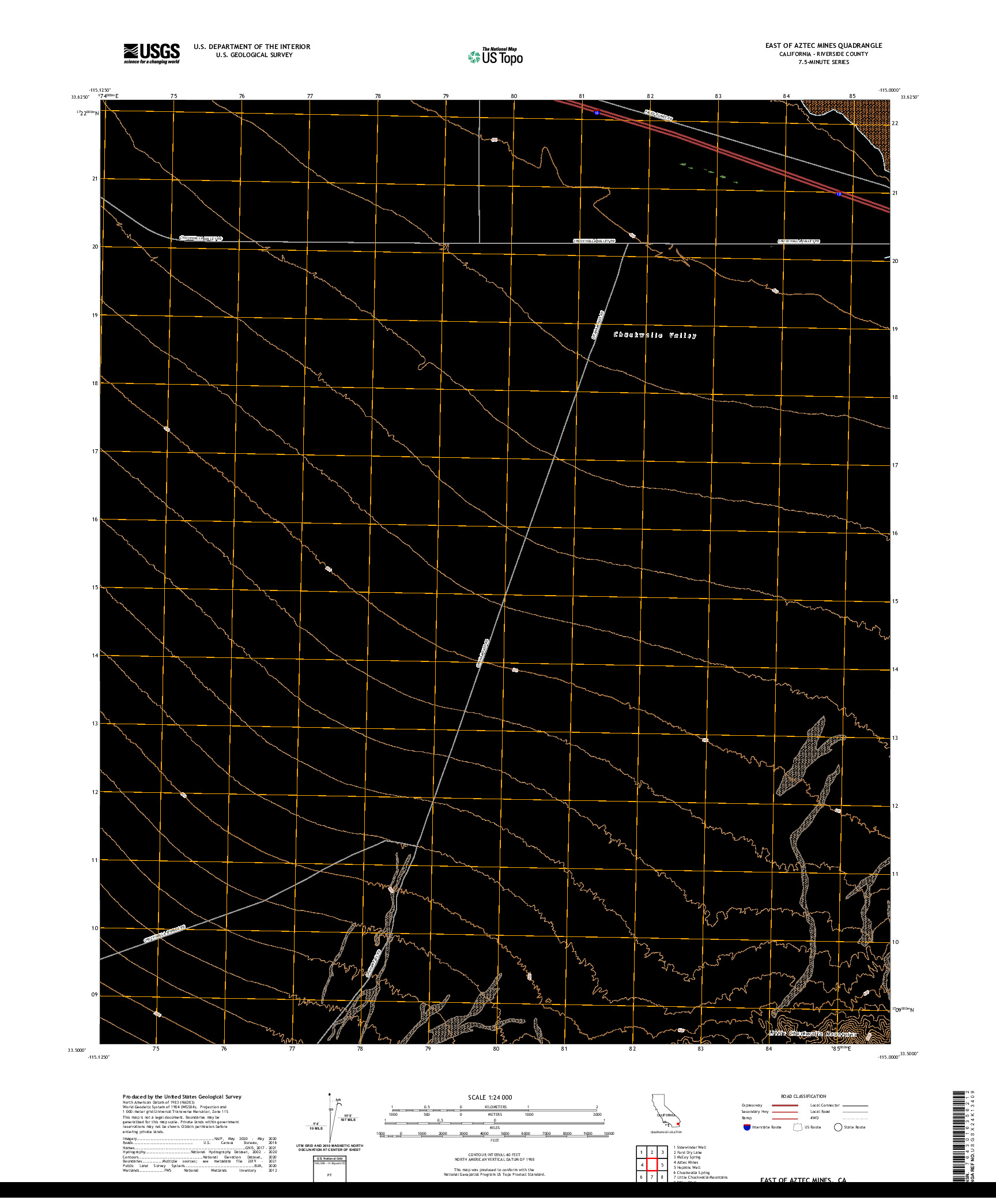 US TOPO 7.5-MINUTE MAP FOR EAST OF AZTEC MINES, CA