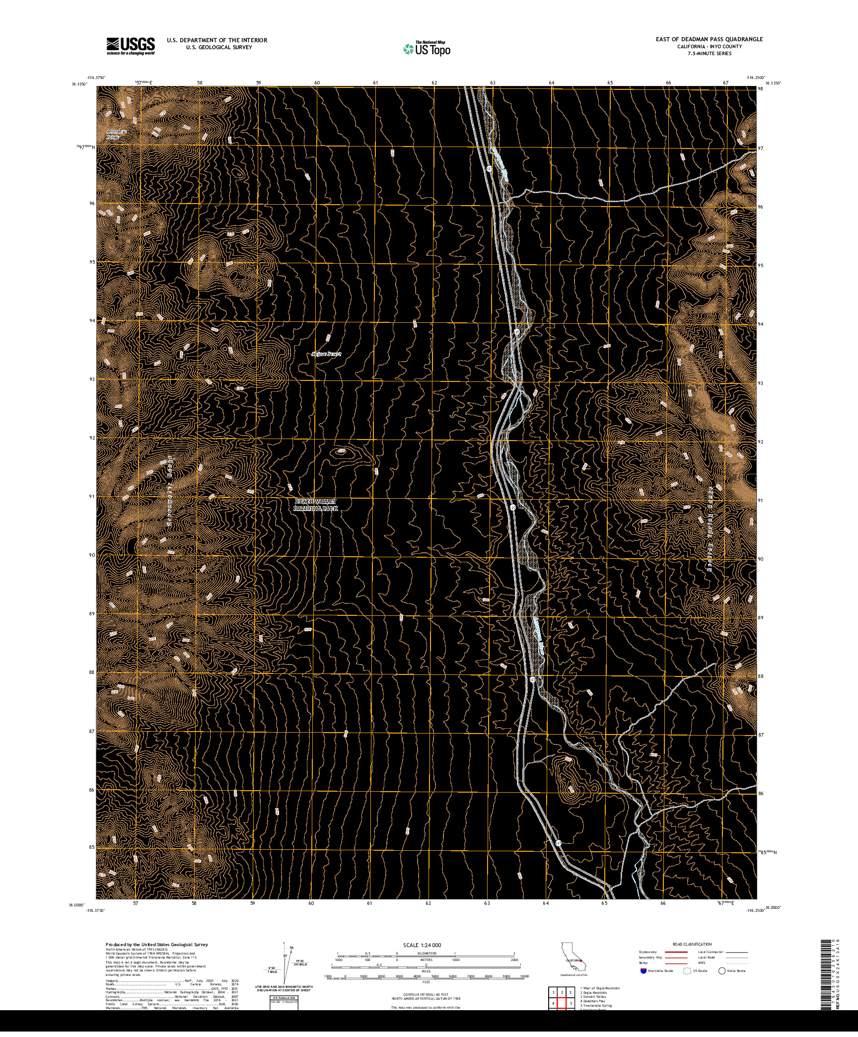 US TOPO 7.5-MINUTE MAP FOR EAST OF DEADMAN PASS, CA