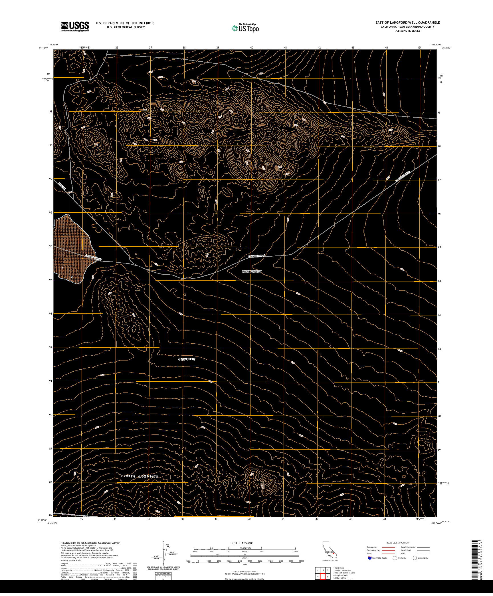 US TOPO 7.5-MINUTE MAP FOR EAST OF LANGFORD WELL, CA