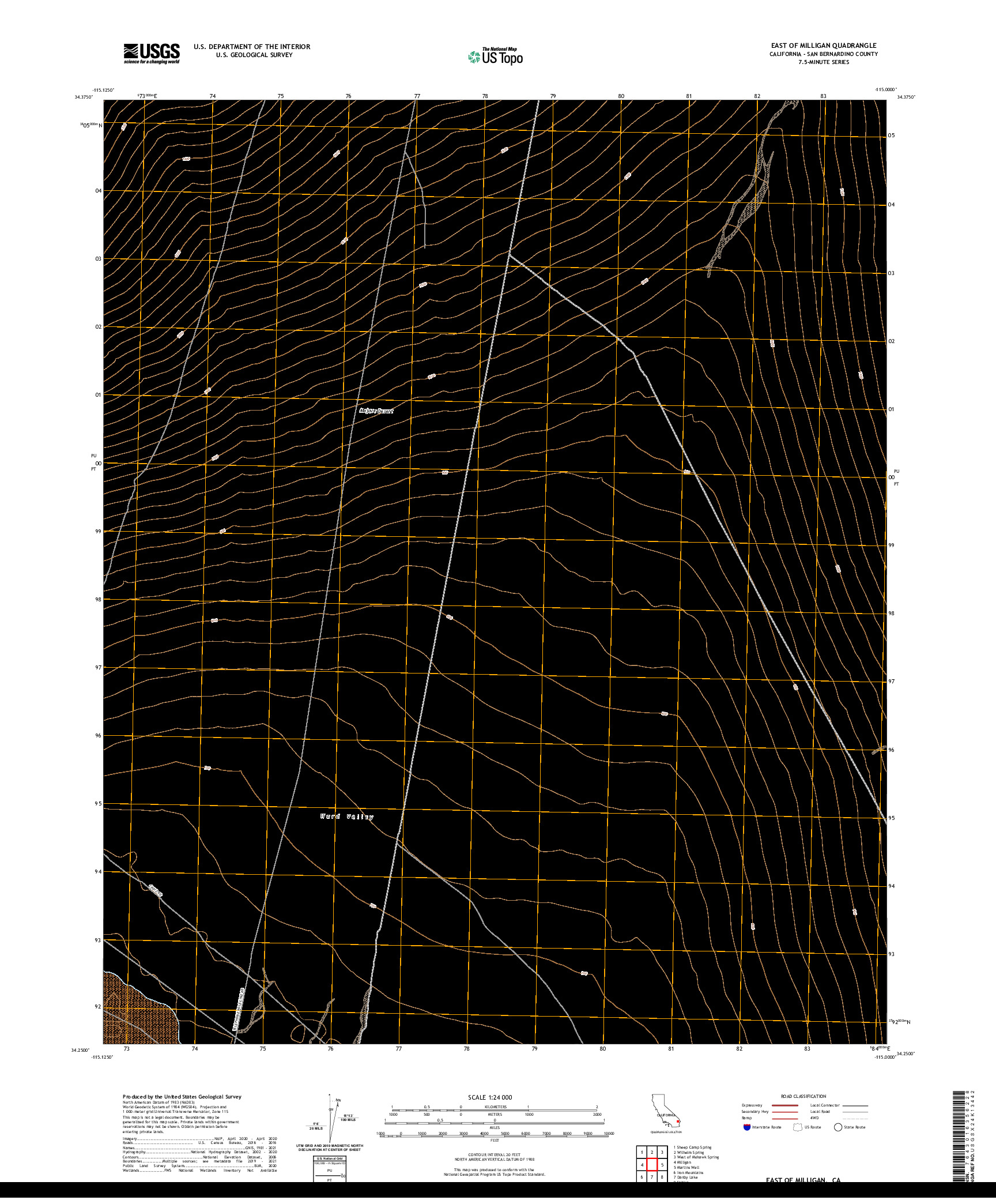 US TOPO 7.5-MINUTE MAP FOR EAST OF MILLIGAN, CA