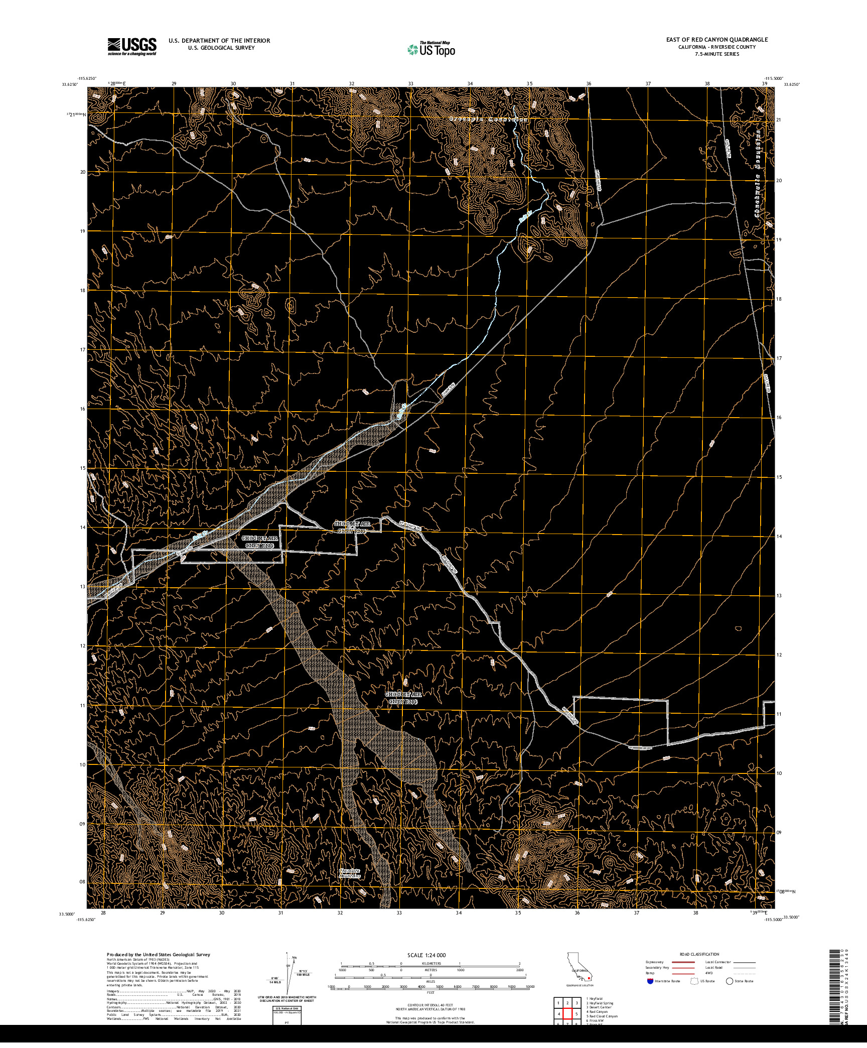 US TOPO 7.5-MINUTE MAP FOR EAST OF RED CANYON, CA