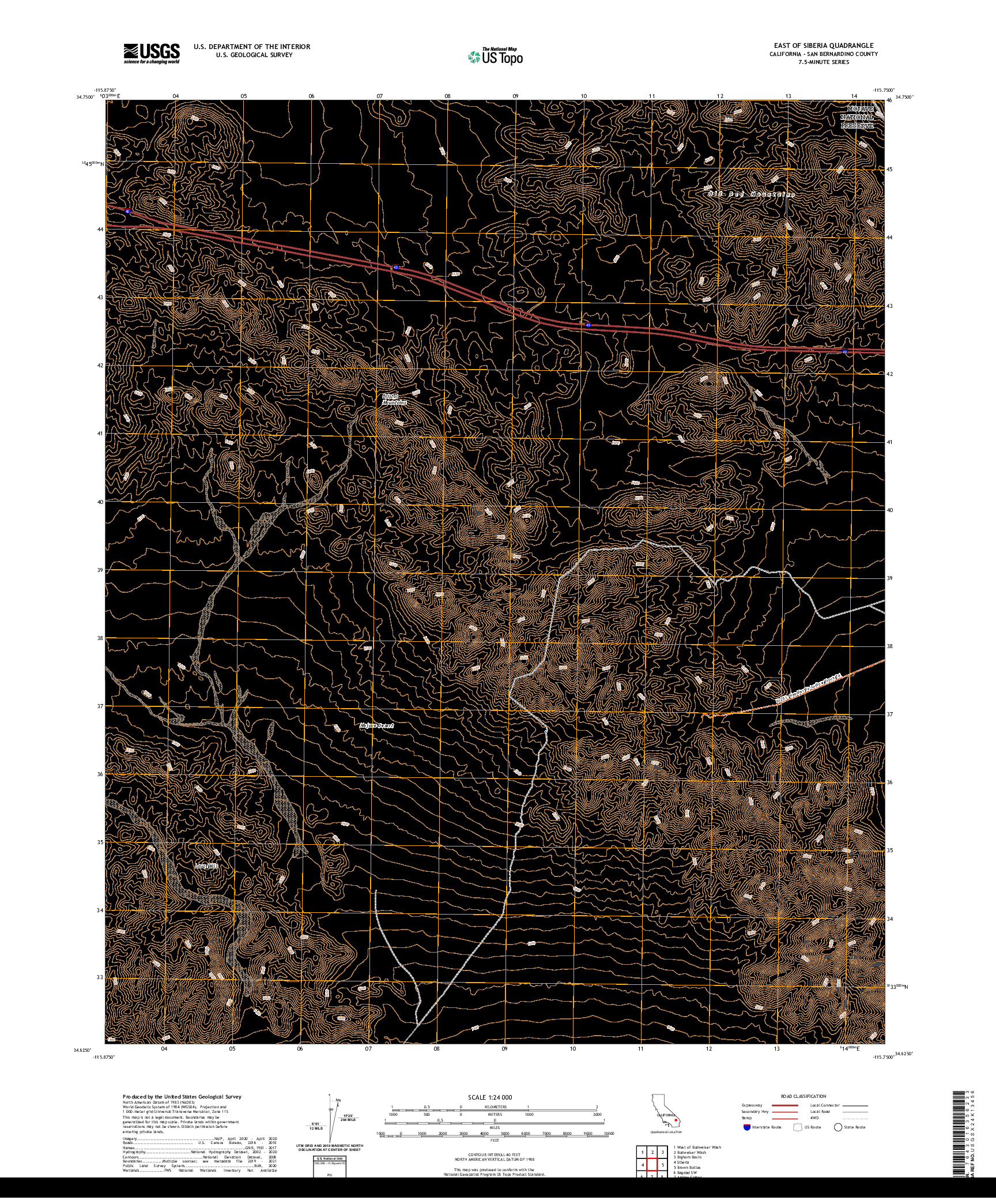 US TOPO 7.5-MINUTE MAP FOR EAST OF SIBERIA, CA