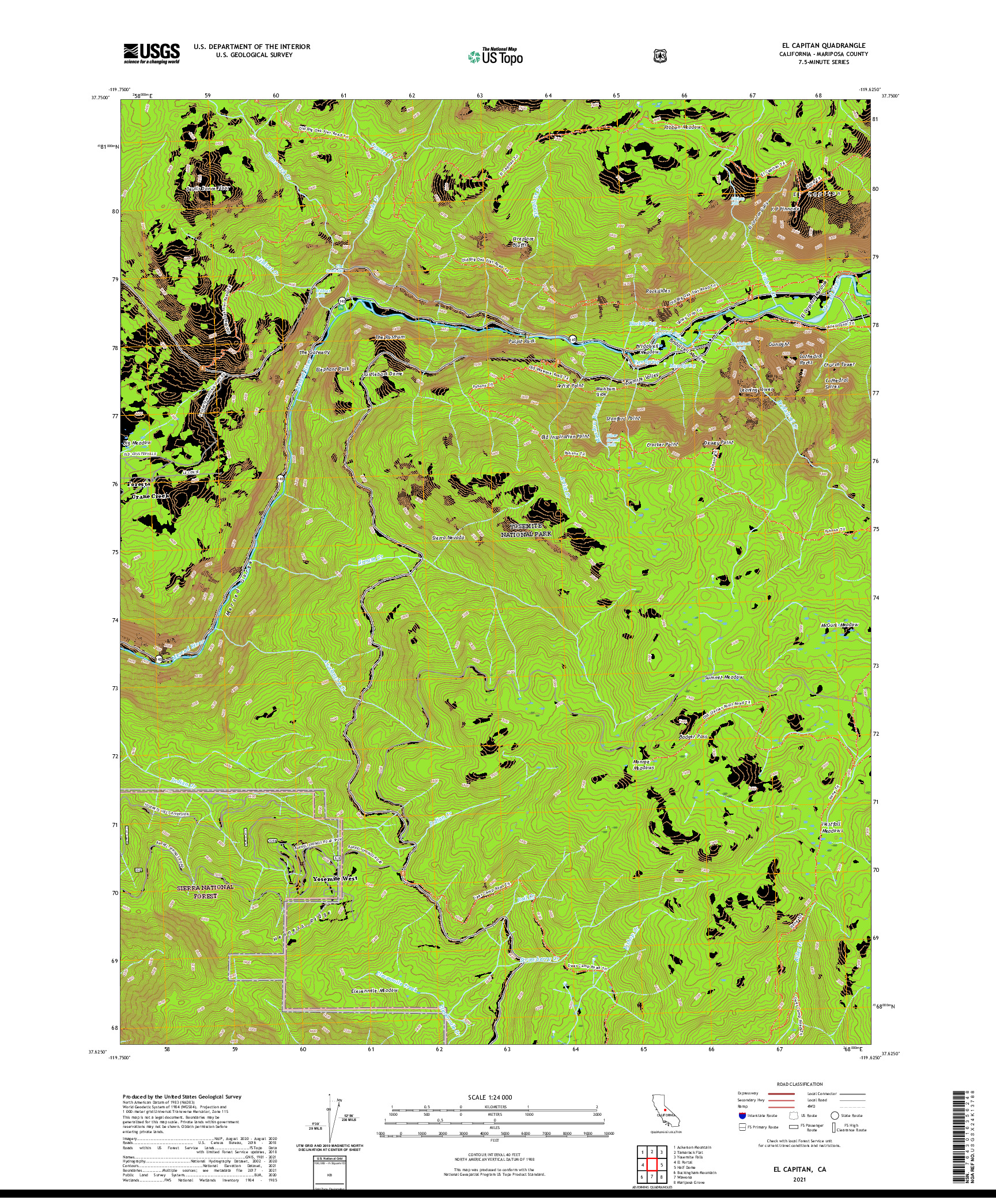 US TOPO 7.5-MINUTE MAP FOR EL CAPITAN, CA