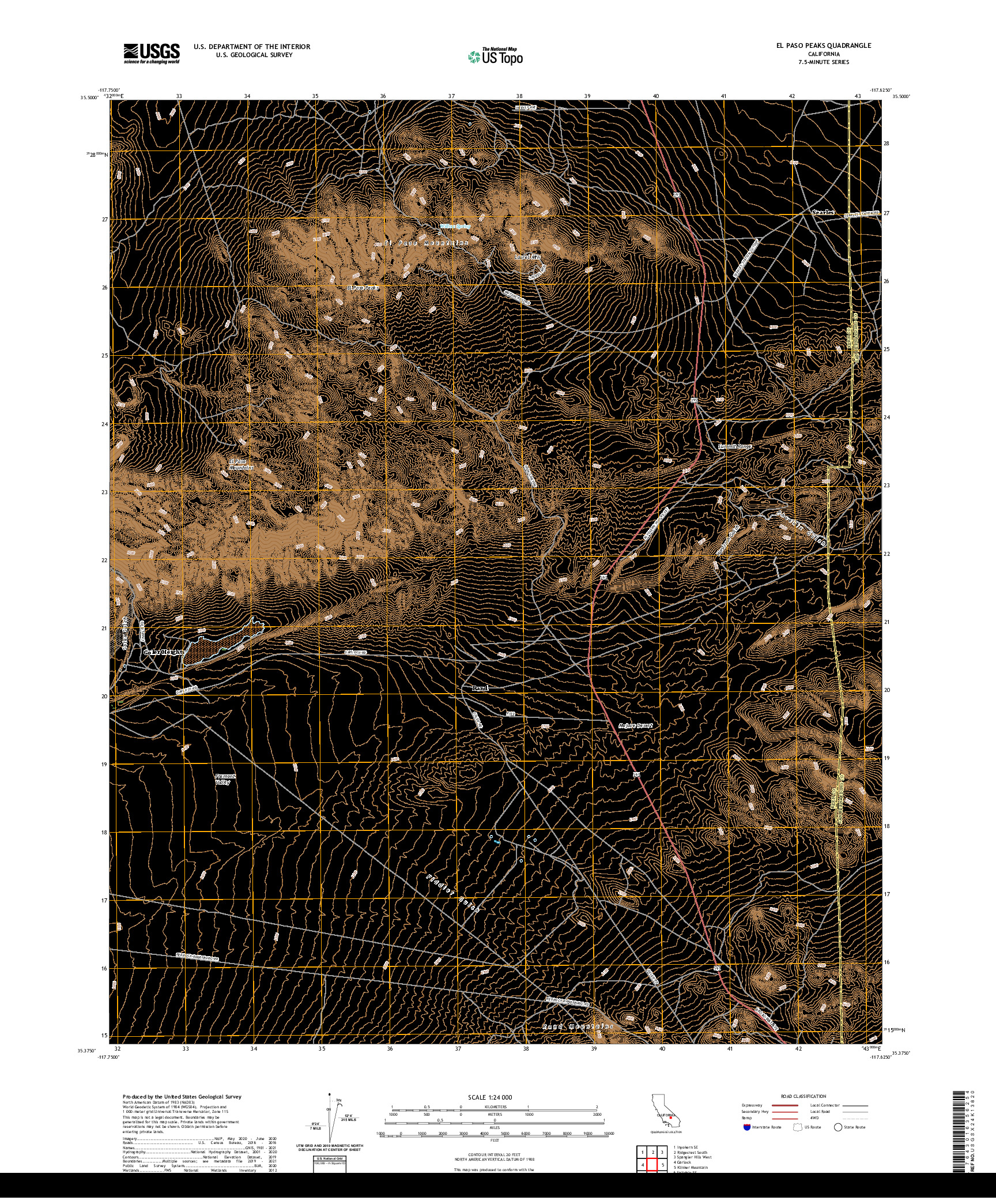 US TOPO 7.5-MINUTE MAP FOR EL PASO PEAKS, CA