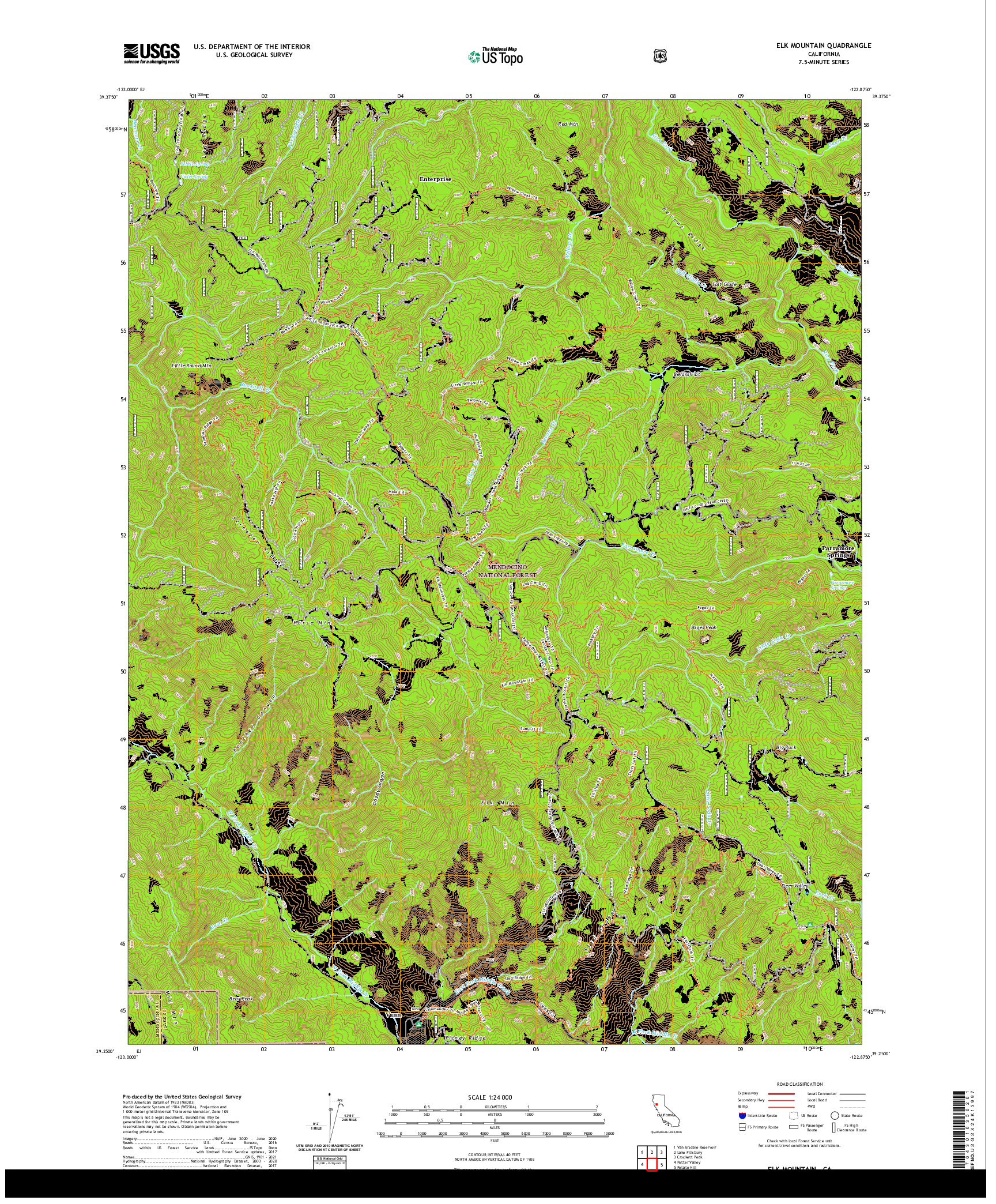 US TOPO 7.5-MINUTE MAP FOR ELK MOUNTAIN, CA