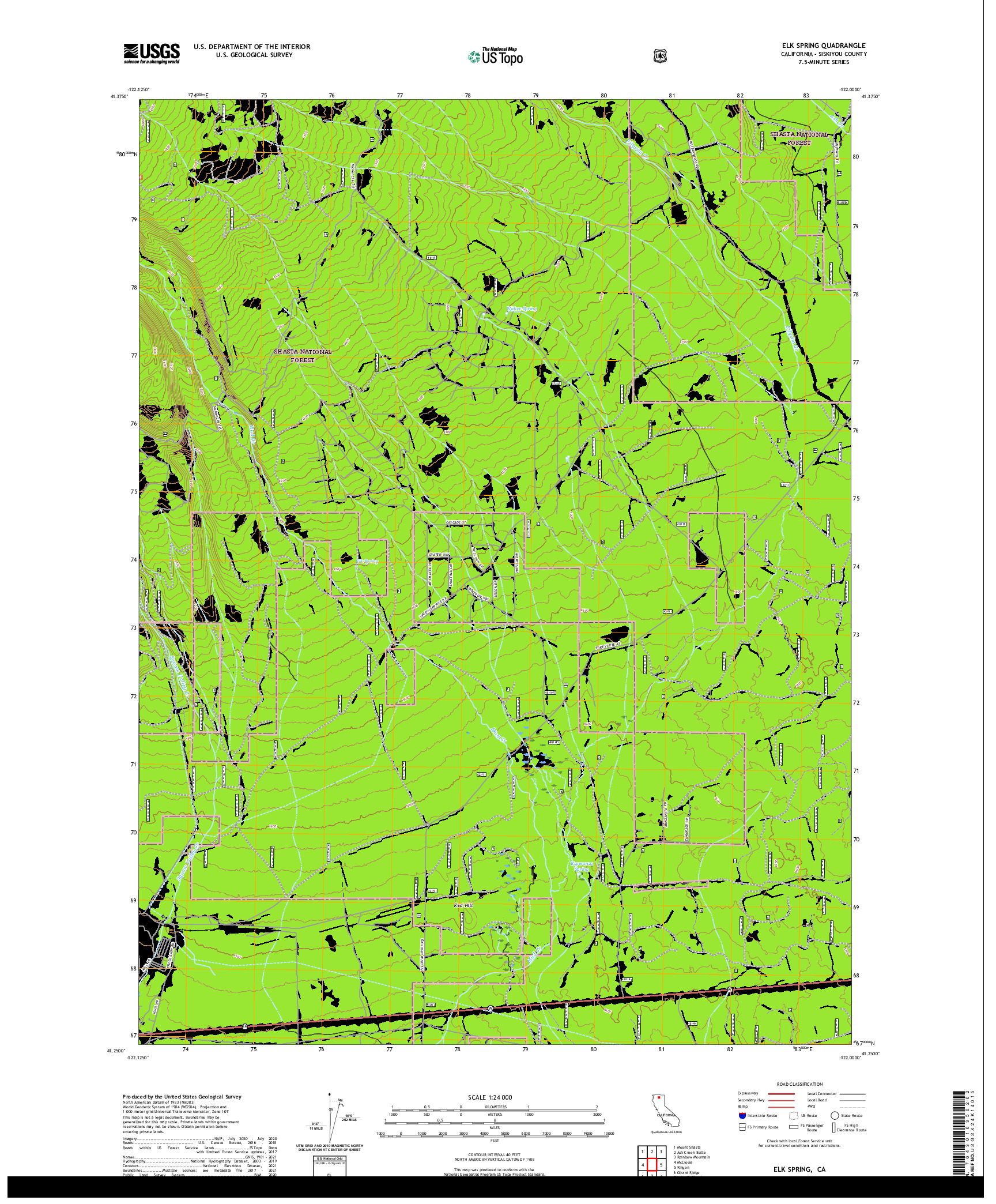 US TOPO 7.5-MINUTE MAP FOR ELK SPRING, CA